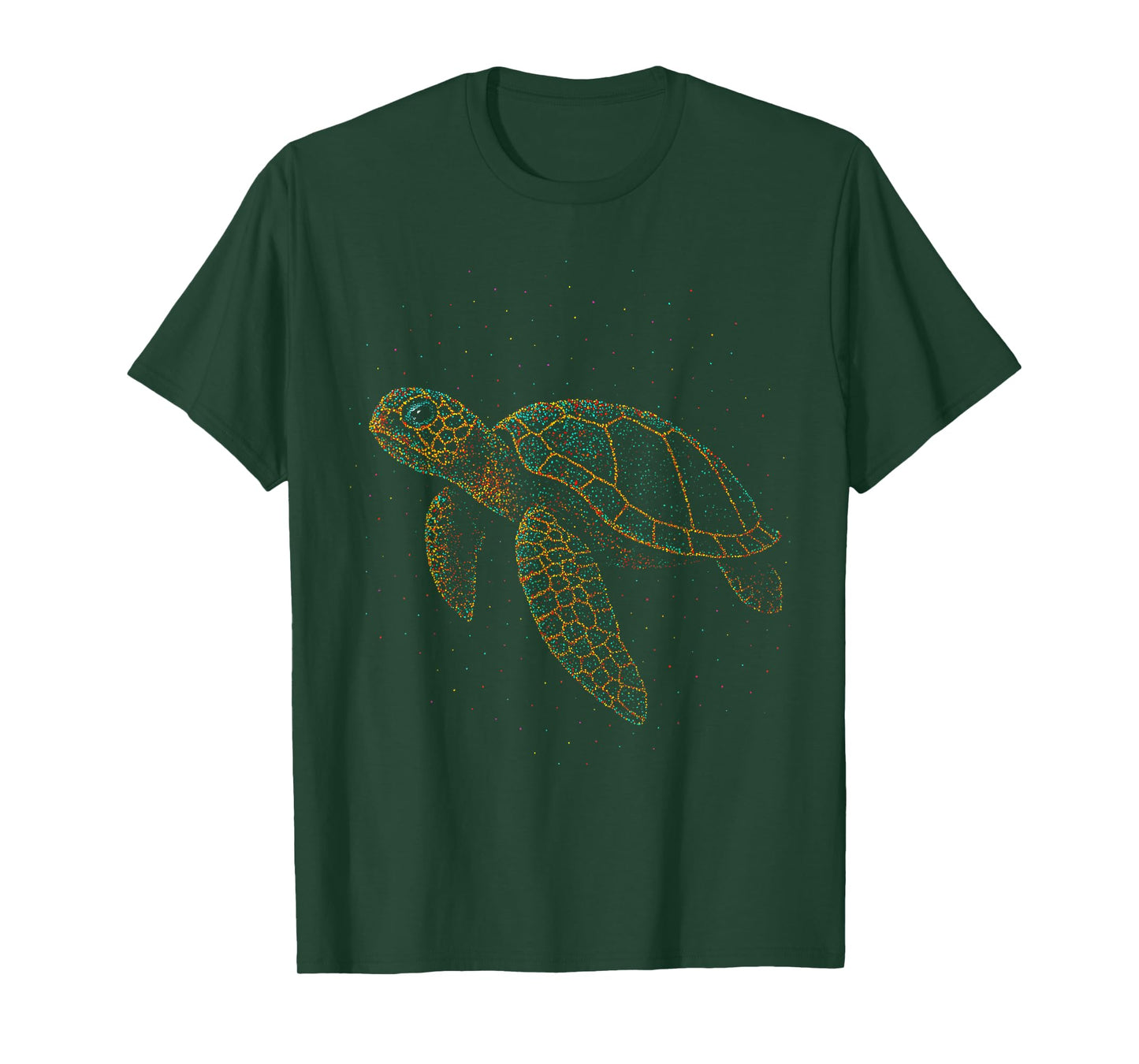 Sea Turtle Pointillism Art Animal Colorful Dot Style Artwork T-Shirt