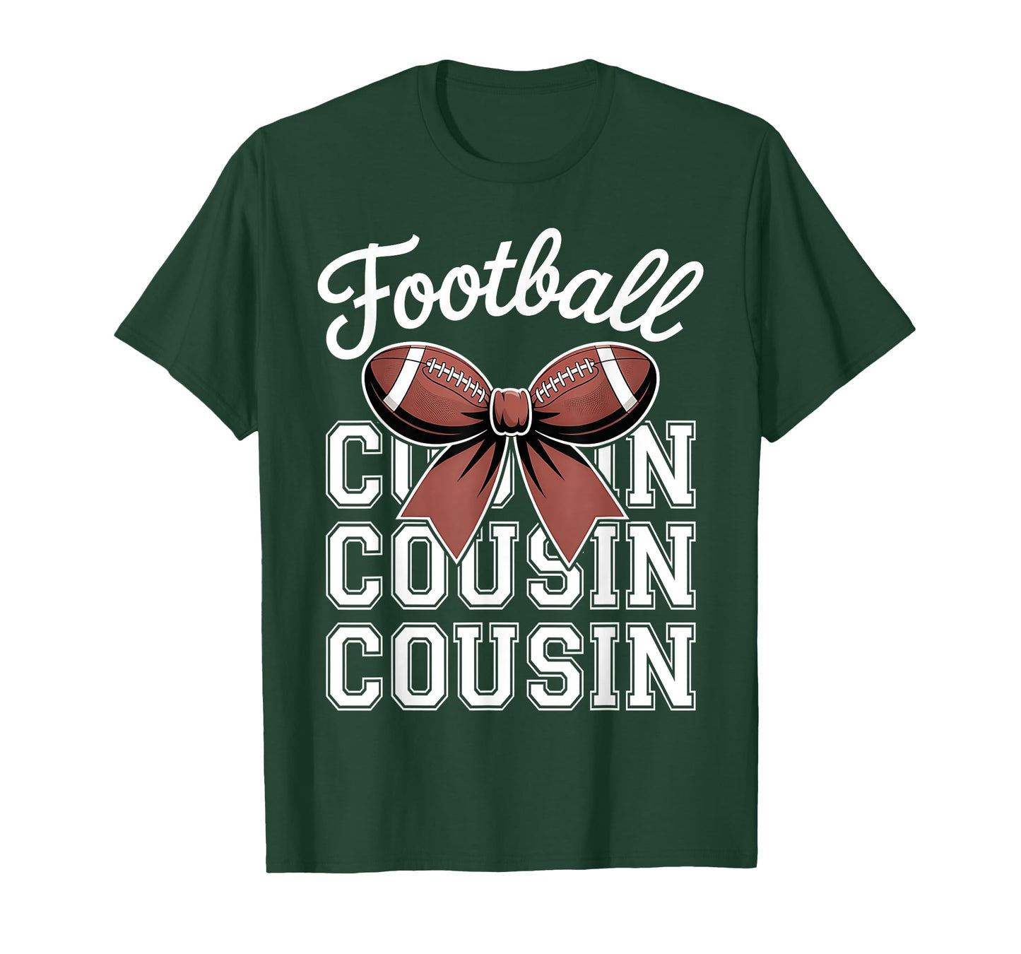 Football Cousin Cute Bow Football Lover Cousin Mothers Day T-Shirt