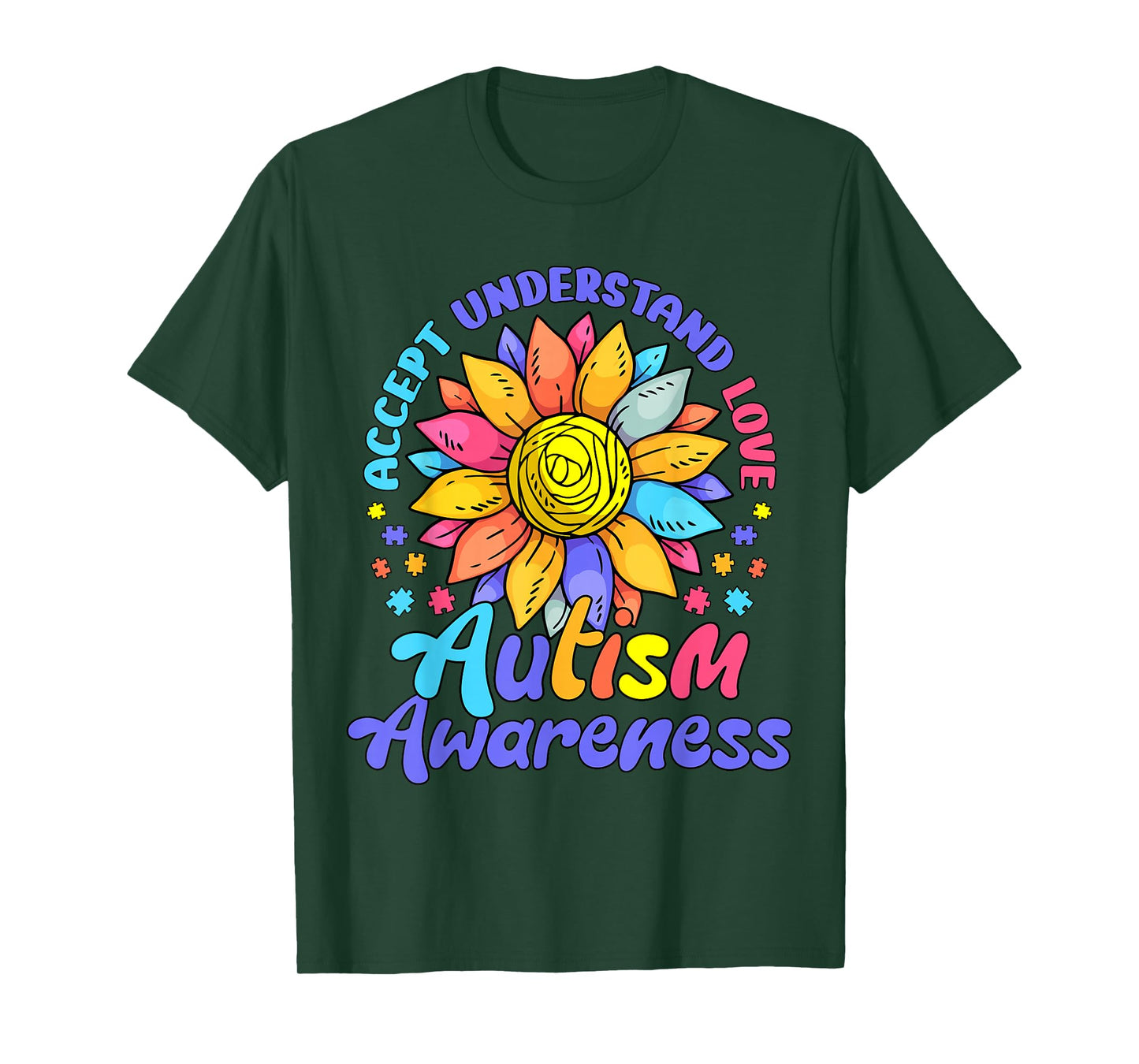 Autism Awareness Shirt Men Women kids Autism Sunflower T-Shirt