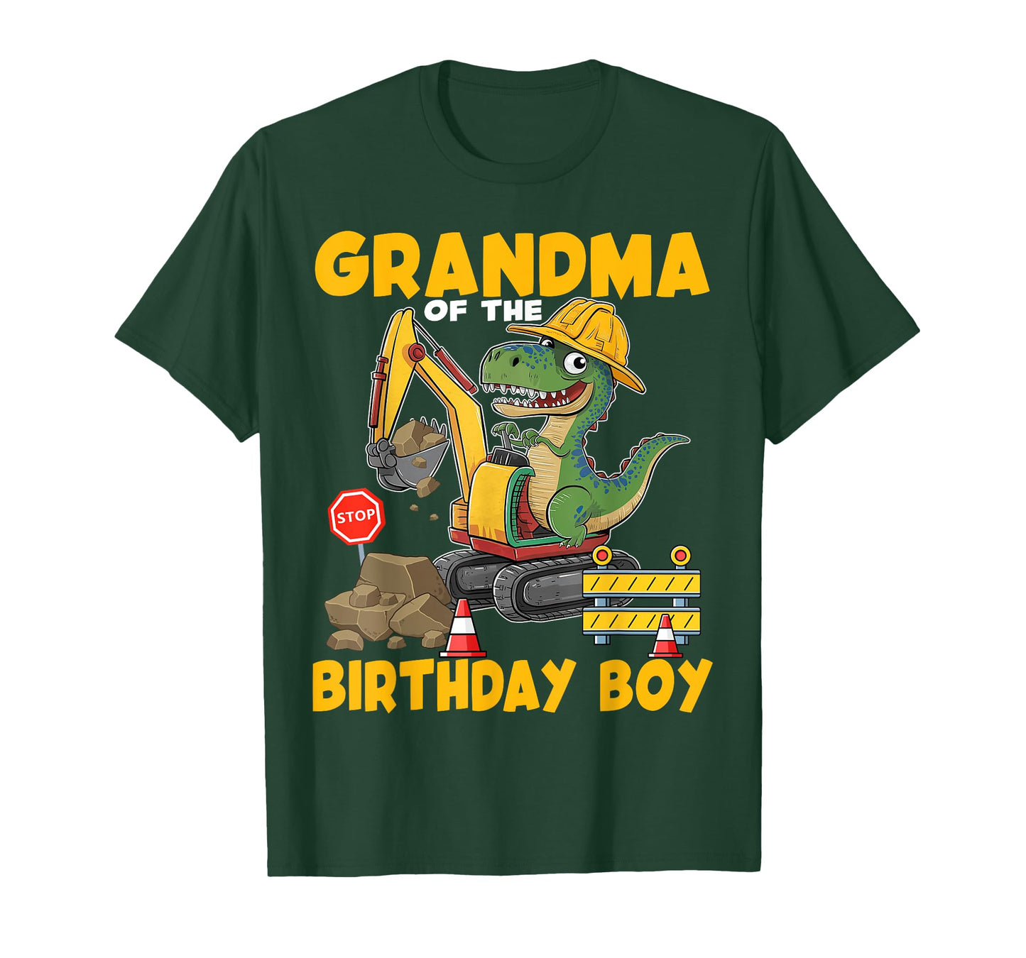 Grandma Of The Birthday Boy Construction Excavator Family T-Shirt