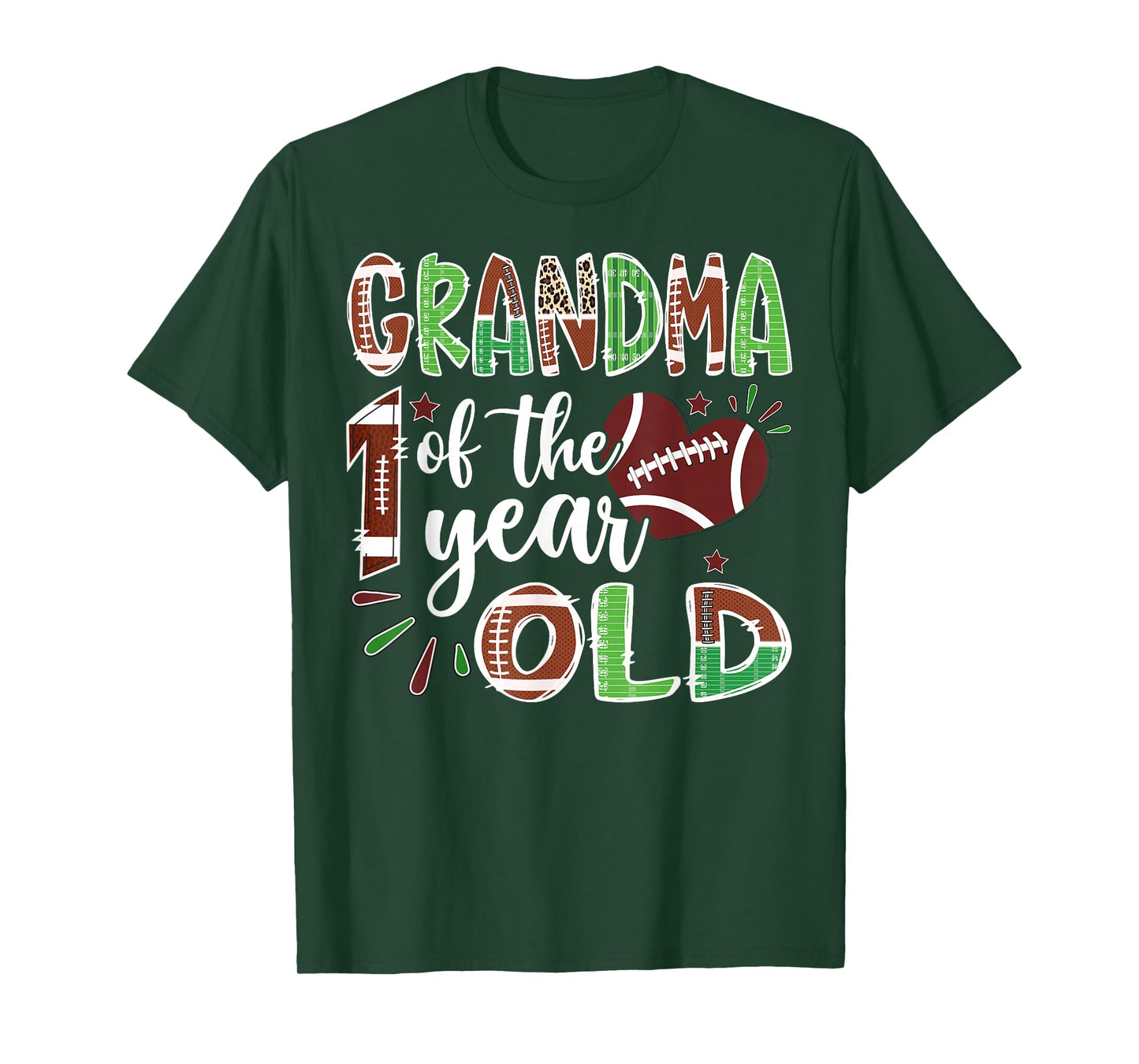 Grandma of The 1 Year Old Football 1st Birthday Boy Matching T-Shirt