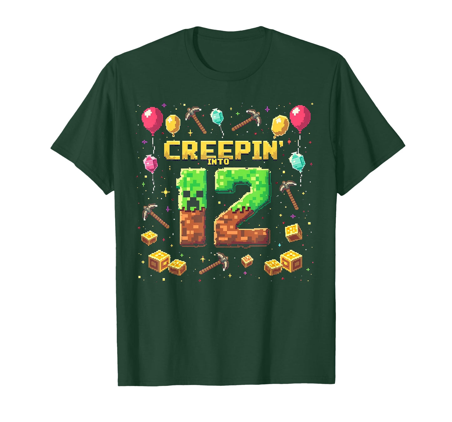 It's My 12th Birthday Boy Gamer Creepin’ Into 12 Gamer Pixel T-Shirt