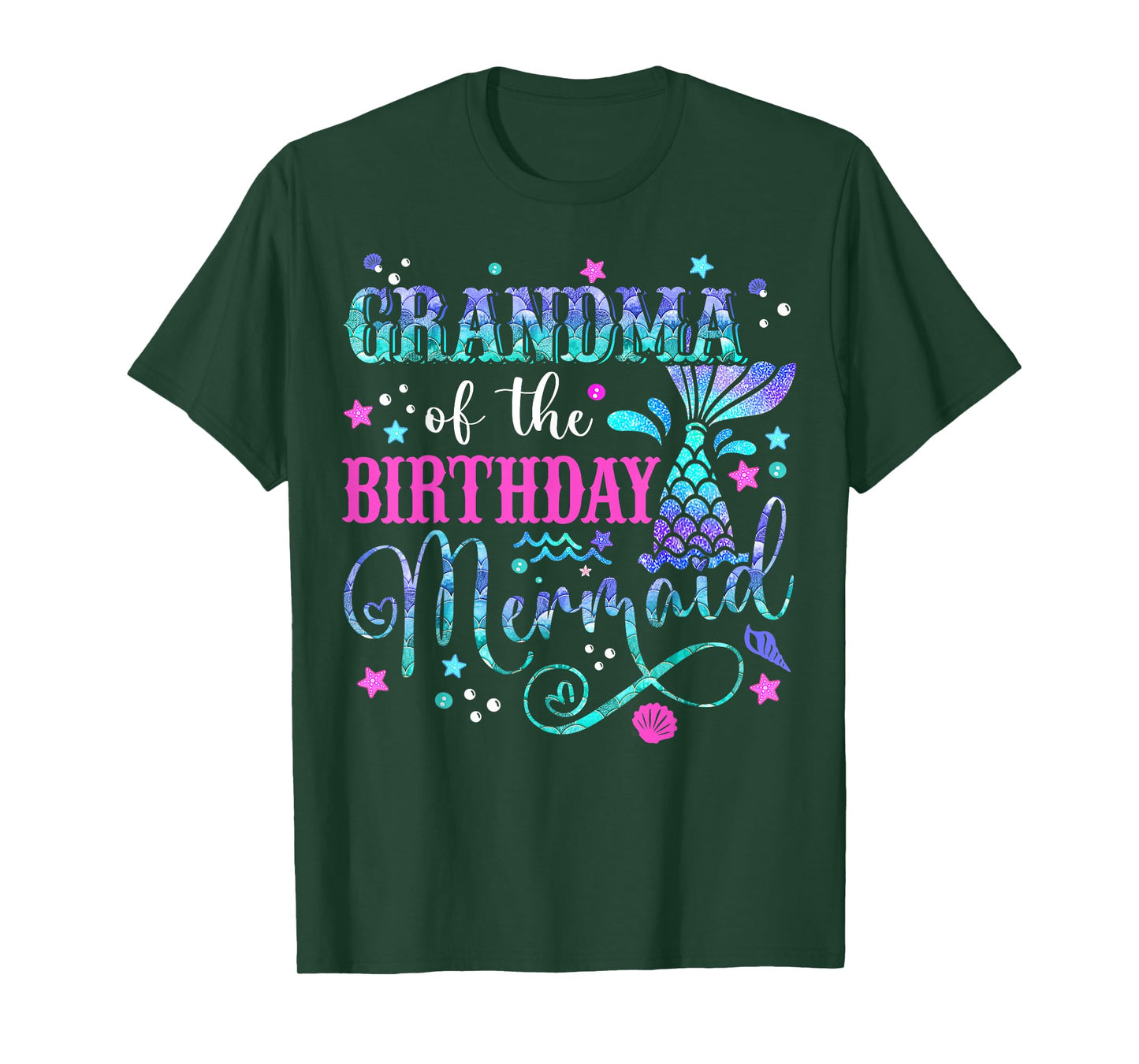 Grandma Of The Birthday Mermaid Girl Bday Party Squad Family T-Shirt