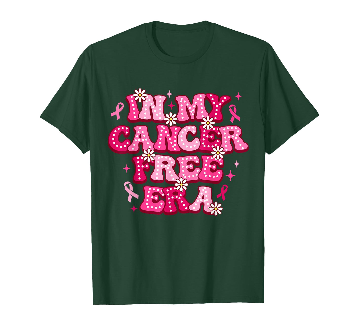 Groovy In My Cancer Free Era Breast Cancer Awareness Support T-Shirt