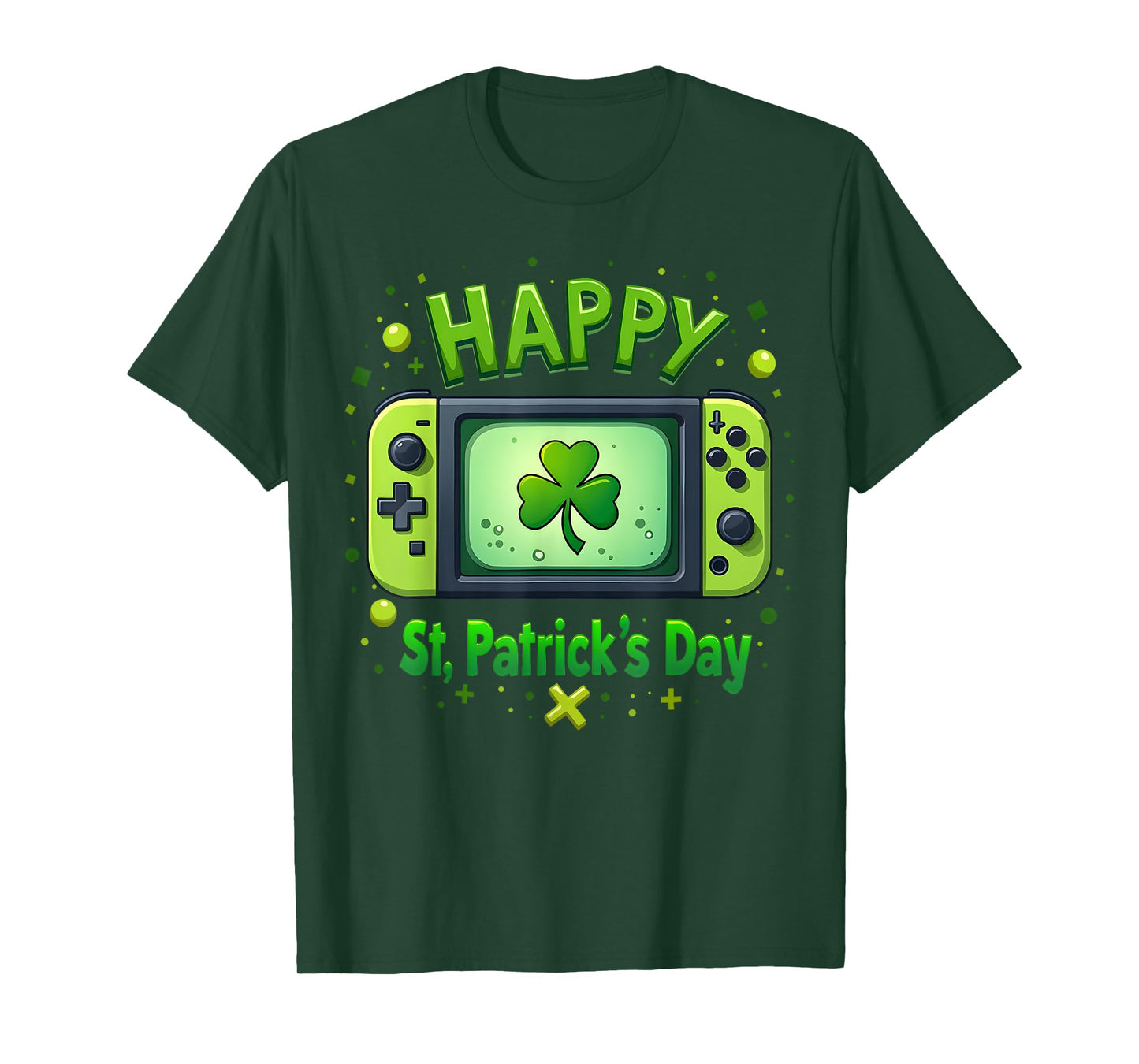 Video Gamer Funny Shamrock Happy St Patrick's Day Boys Men T-Shirt