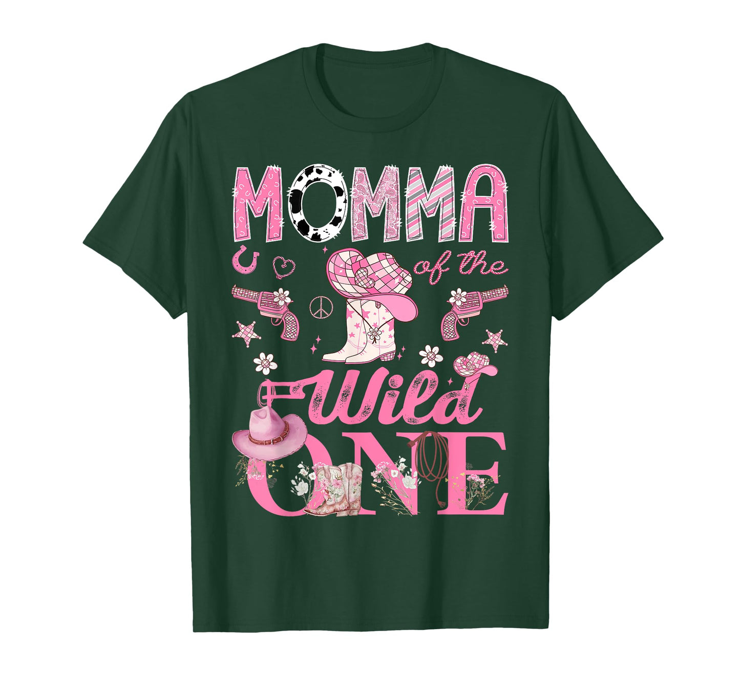 Momma Of The Wild One 1St Birthday CowGirl Disco T-Shirt