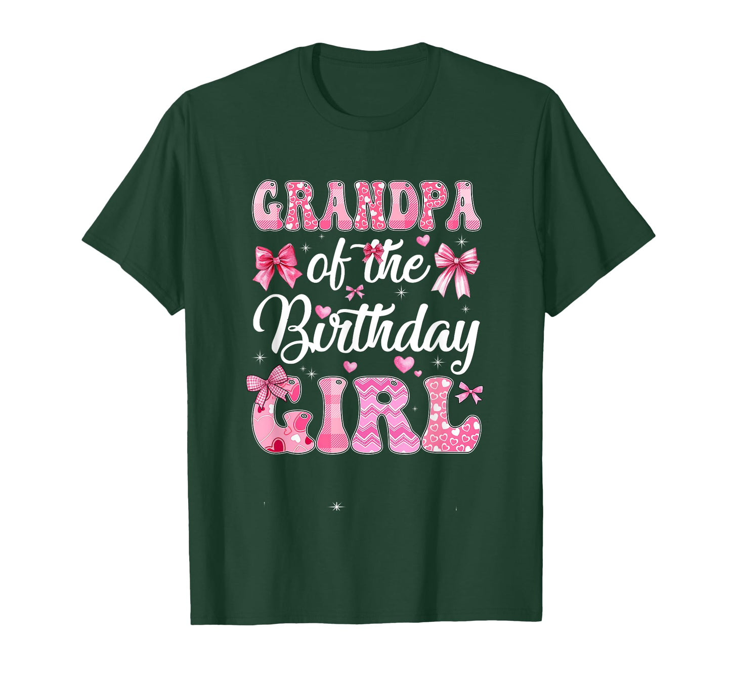 Grandpa Of The Birthday Girl Family Pink Coquette Bow T-Shirt