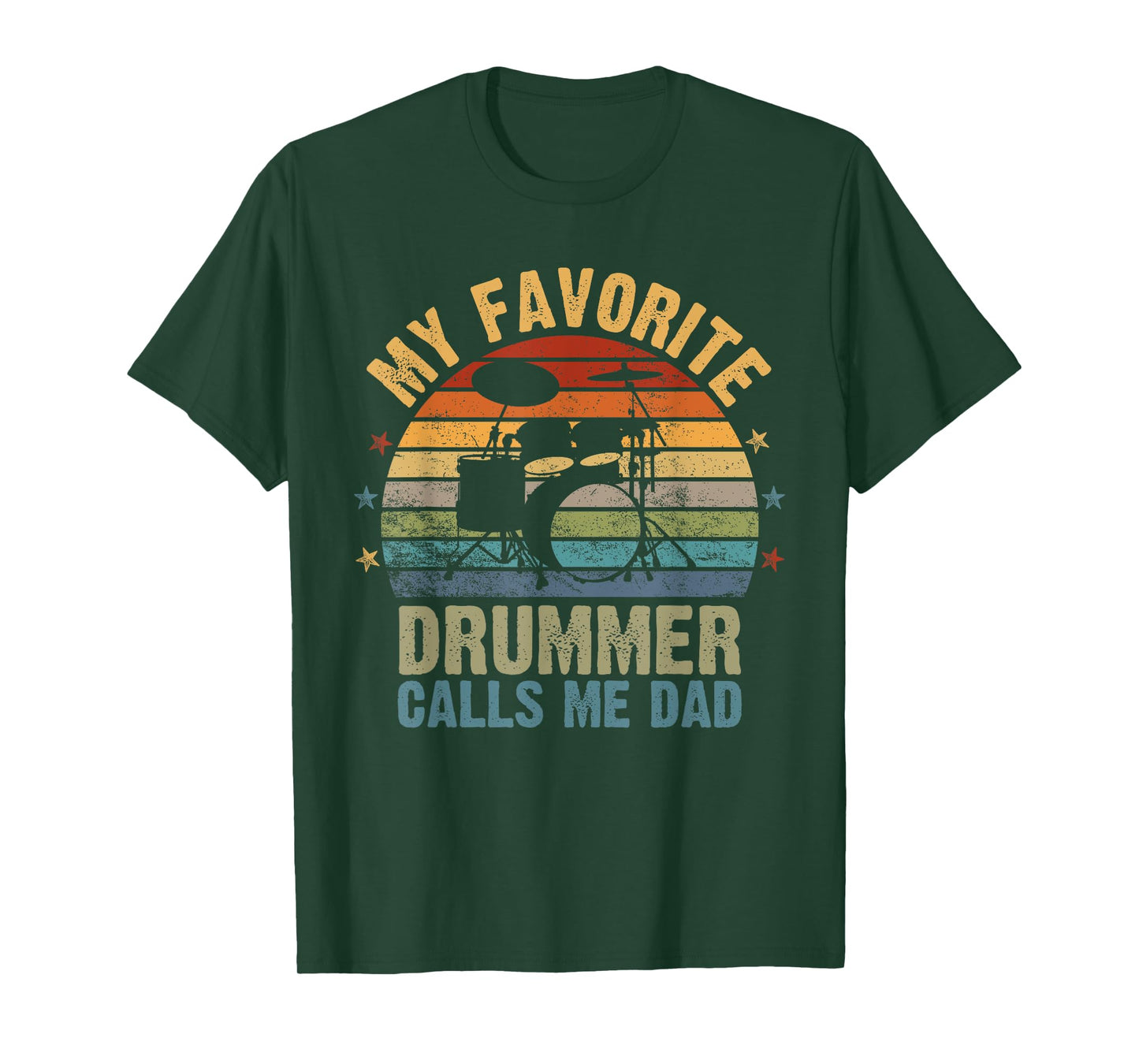 Retro Vintage My Favorite Drummer Calls Me Dad, Fathers Day T-Shirt