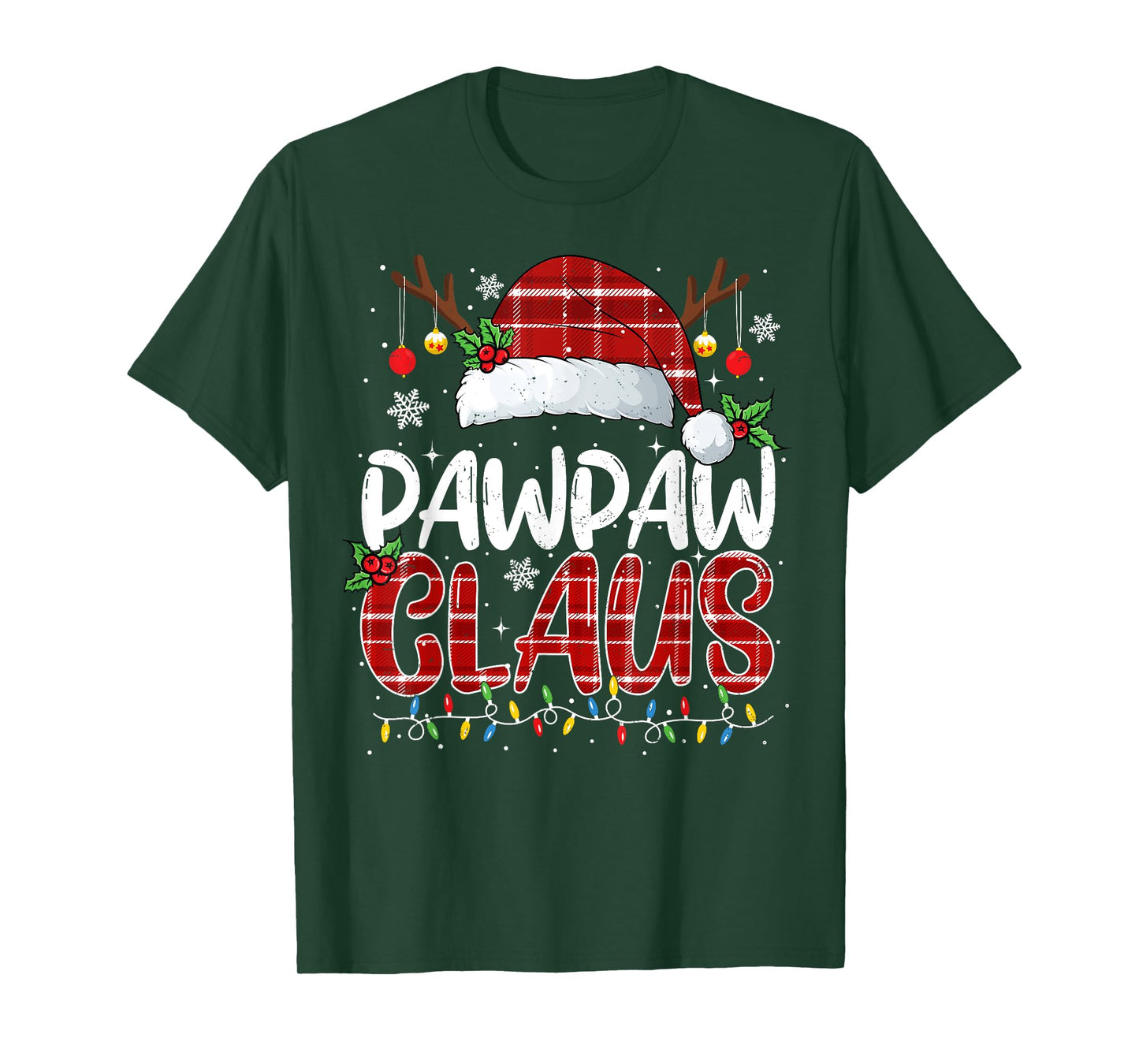 Pawpaw Claus Christmas Lights Pajama Family Matching T-Shirt