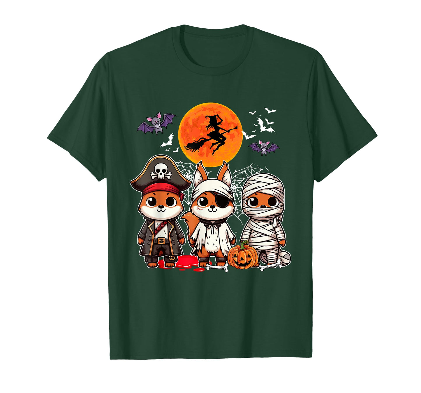 Three Funny Squirrels Costume Pirate Boo Mummy Halloween T-Shirt