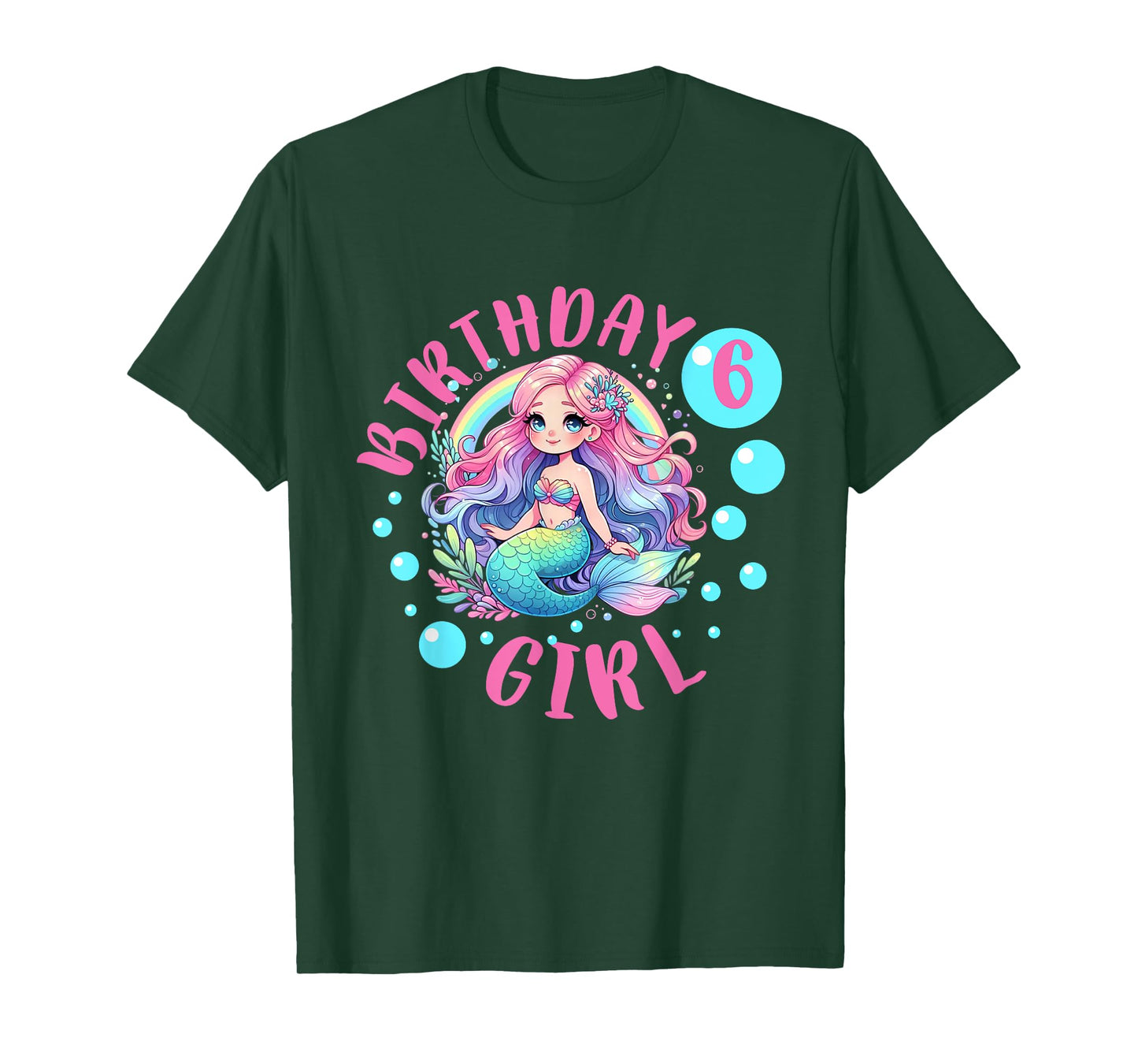 Cute Mermaid 6th Birthday Girl 6 Year Old Bday Mermaid T-Shirt