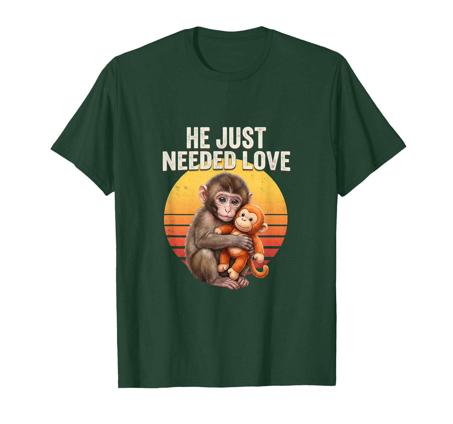 He Just Needed Love Baby Monkey Punch Emotional Retro Sunset T-Shirt