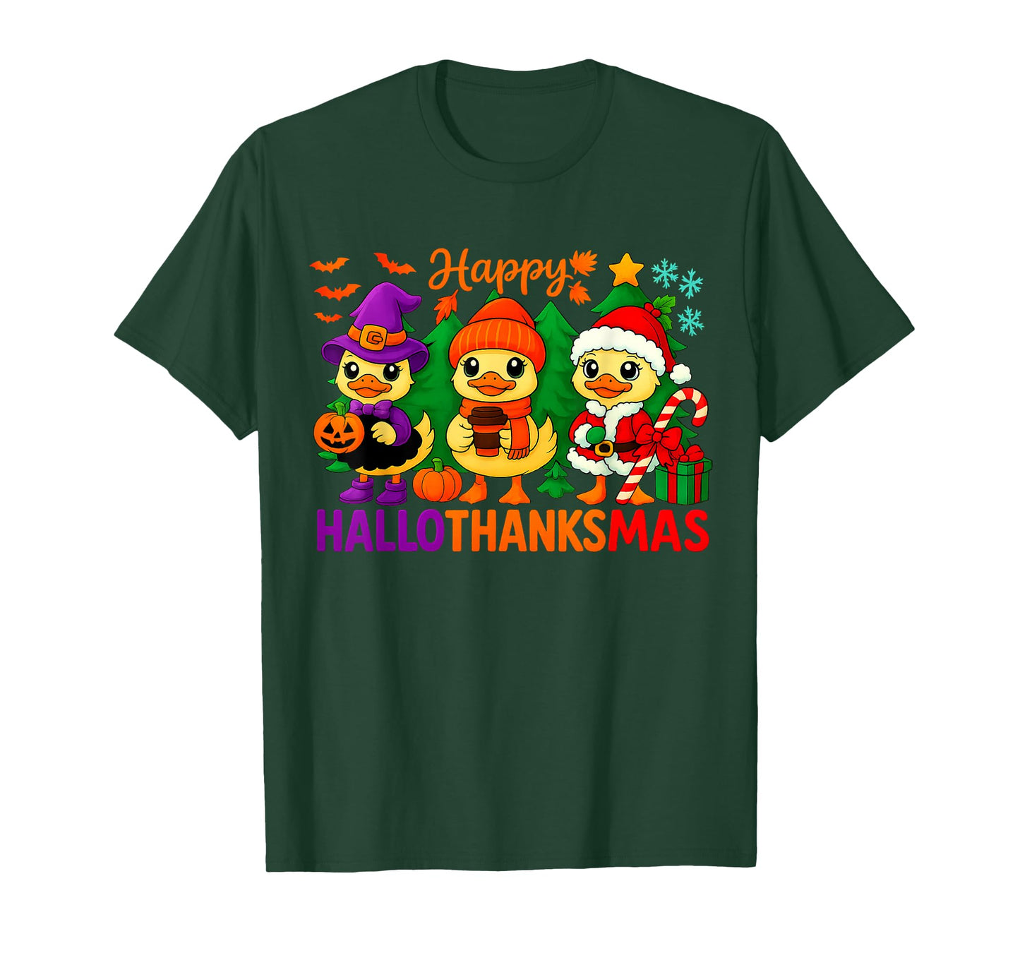HUGvyn Halloween: Happy Hallothanksmas Goose Fall Christmas T-Shirt