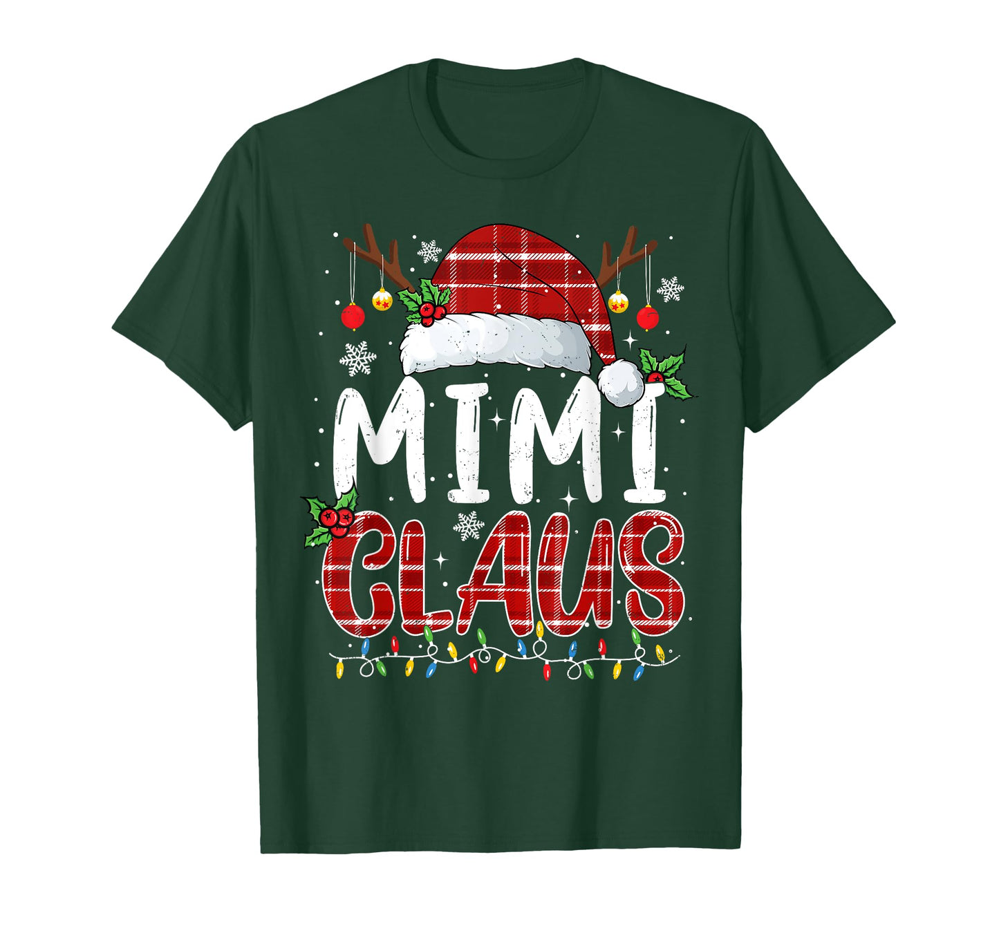 Mimi Claus Christmas Lights Pajama Family Matching T-Shirt