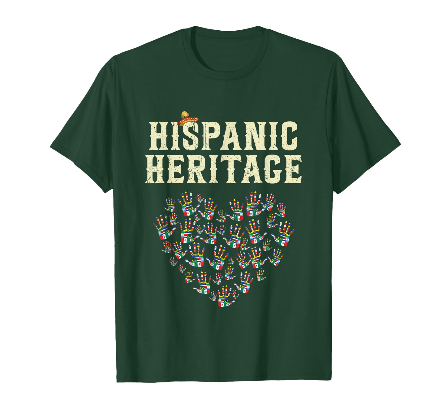 Hispanic Heritage Month Latin American Flags Handprint Heart T-Shirt