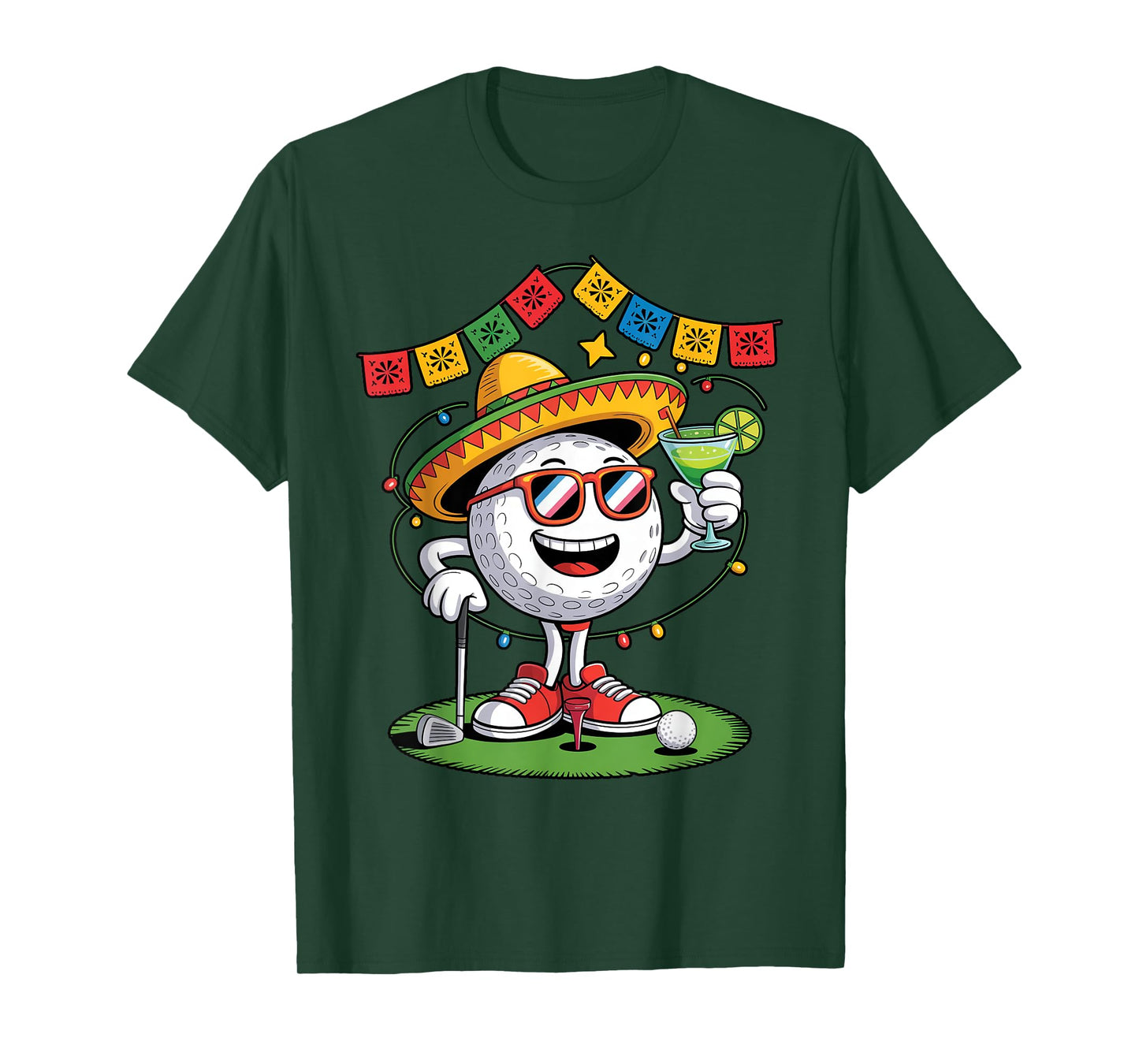 Cinco De Mayo Golf Ball Margarita Sombrero Cool Golfer T-Shirt