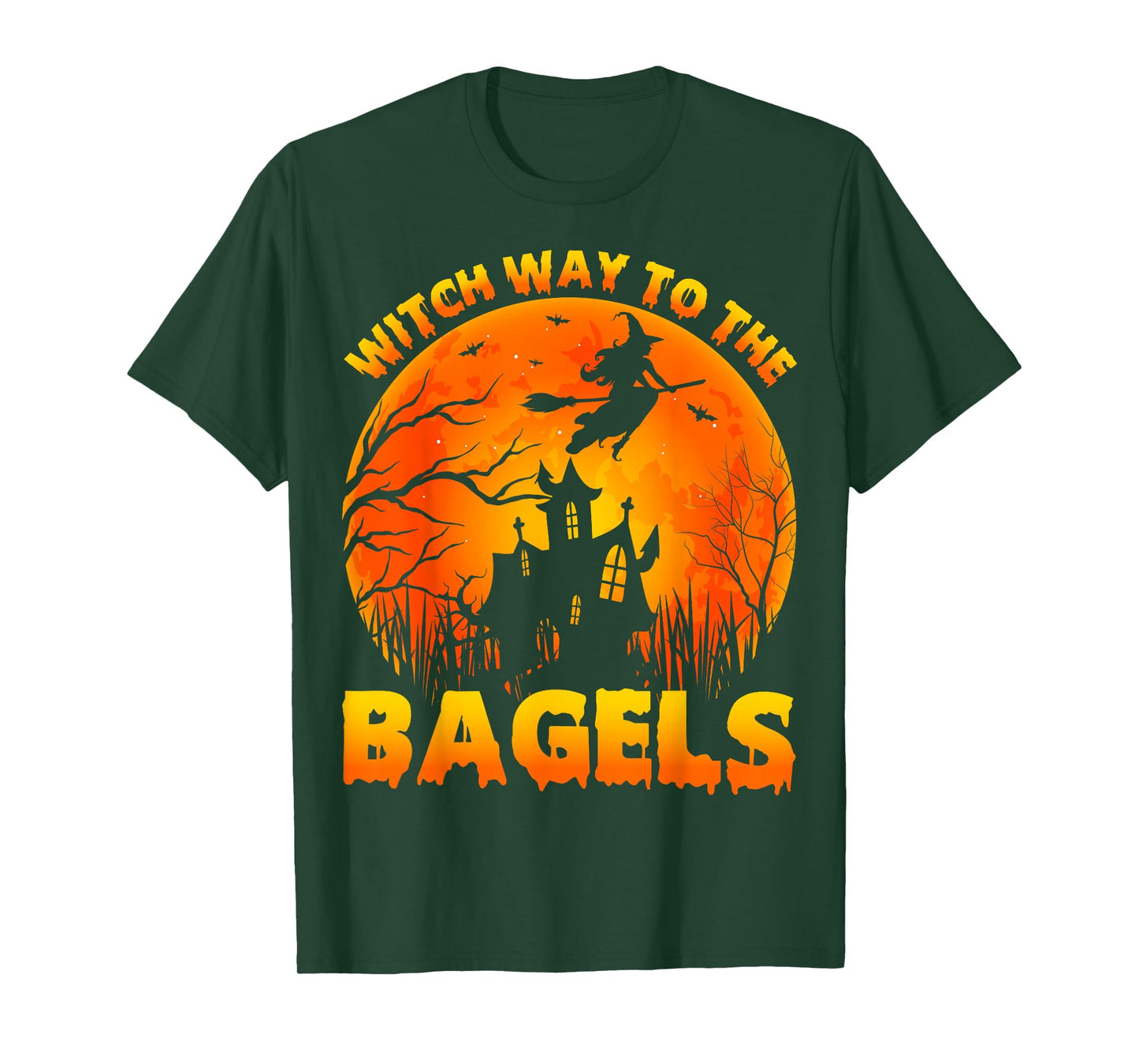 Witch Way to the Bagels - Halloween Witch Bagel Lover Pun T-Shirt