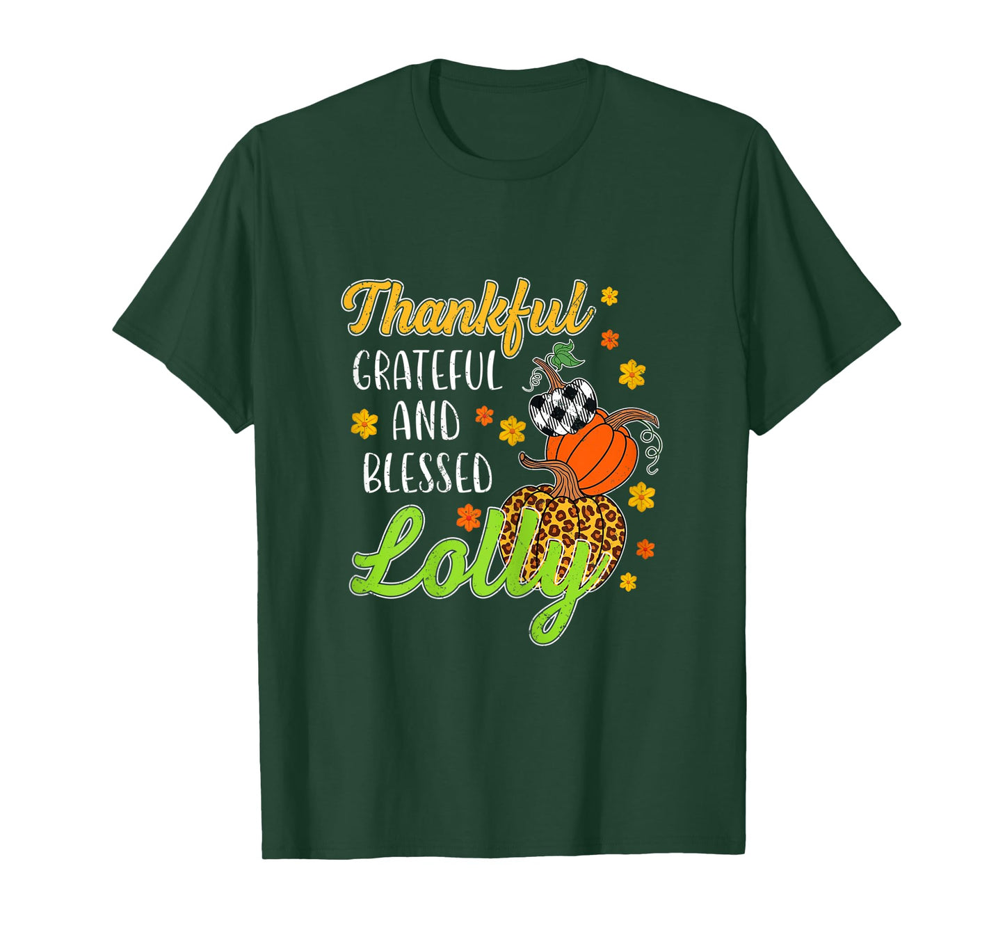 Womens Thankful Grateful Blessed Lolly Autumn Fall Pumpkin T-Shirt