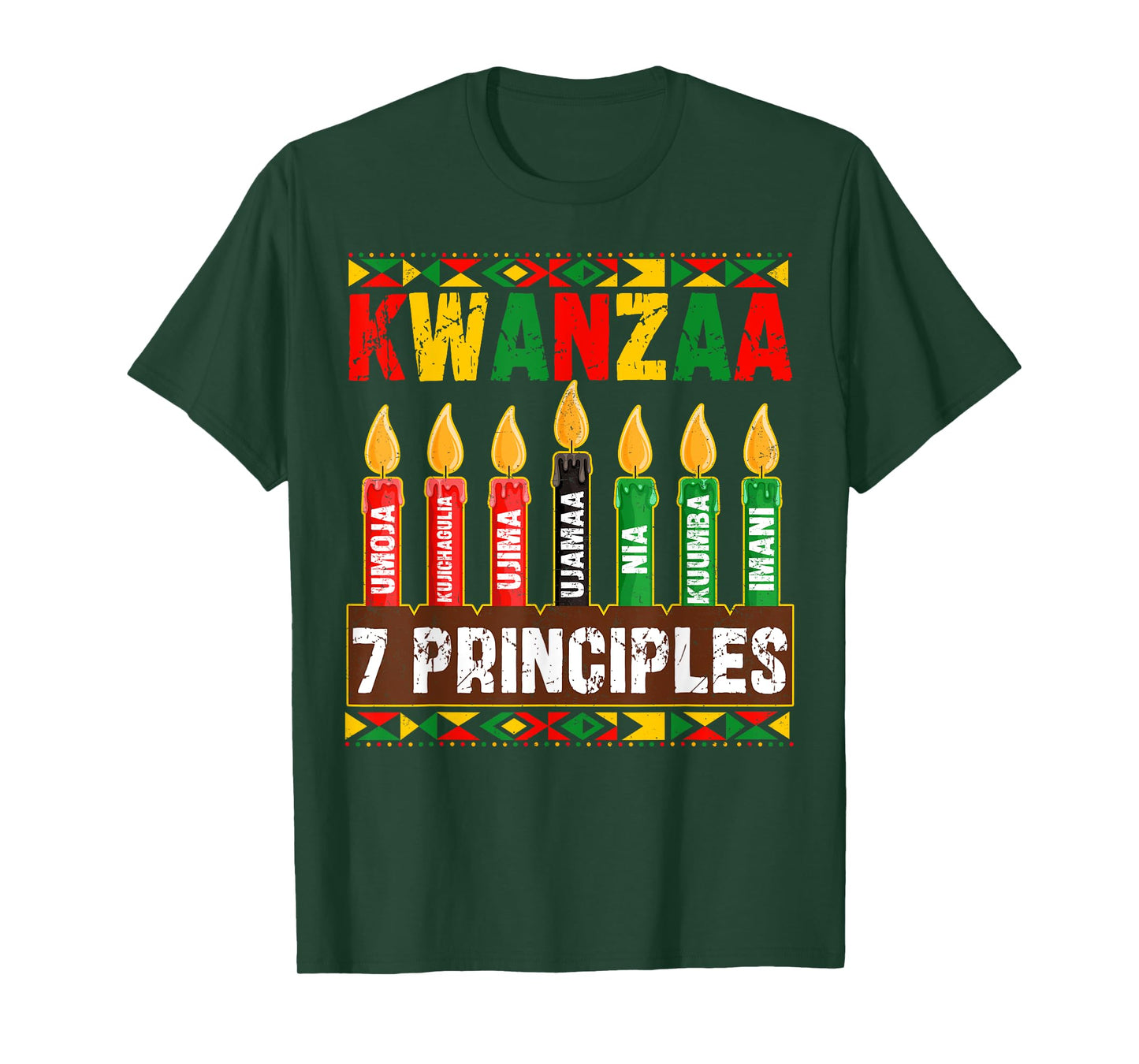 Happy Kwanzaa Kinara Seven Principles Candles Pan African T-Shirt