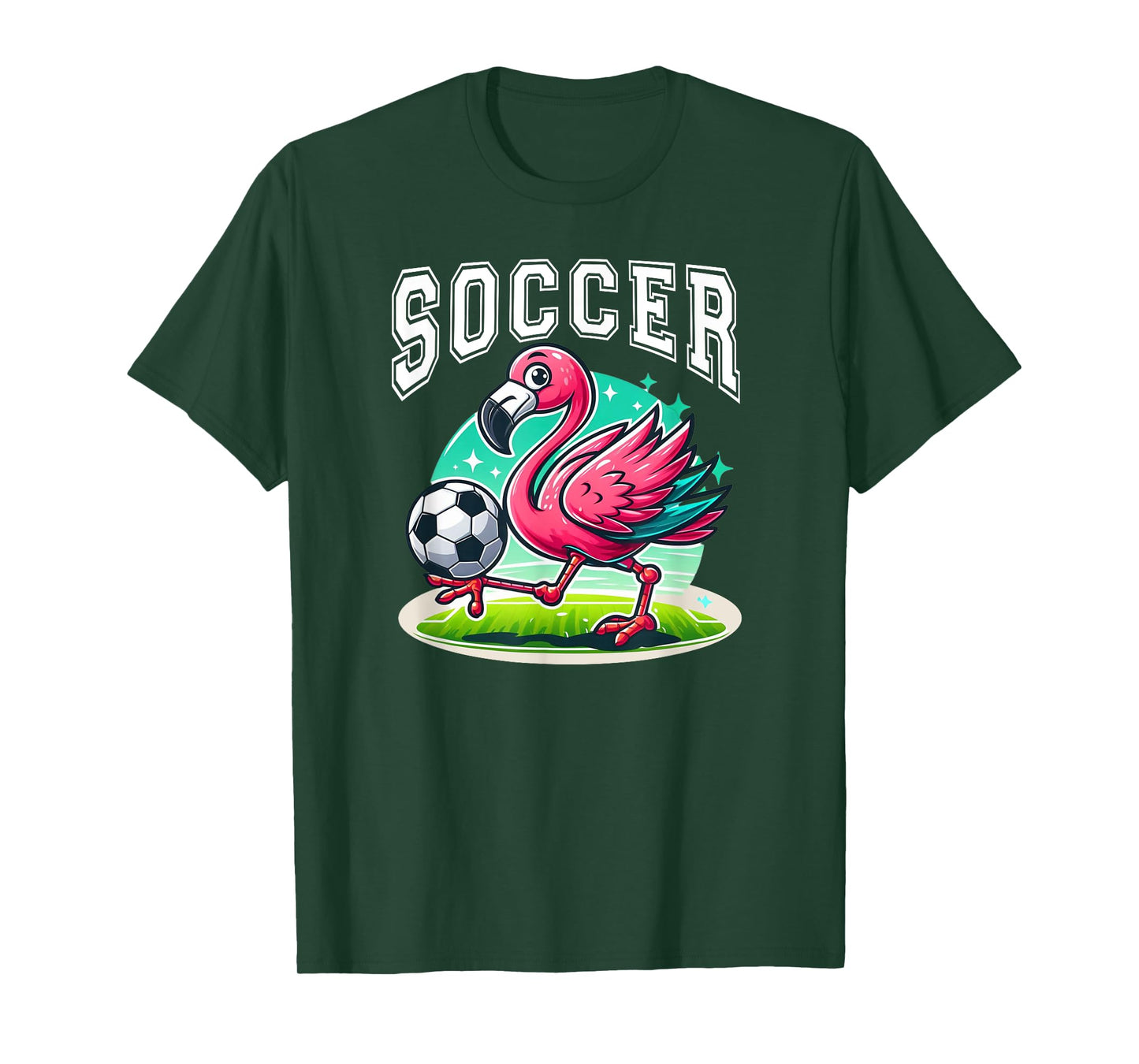 Pink Flamingo Playing Soccer T-Shirt