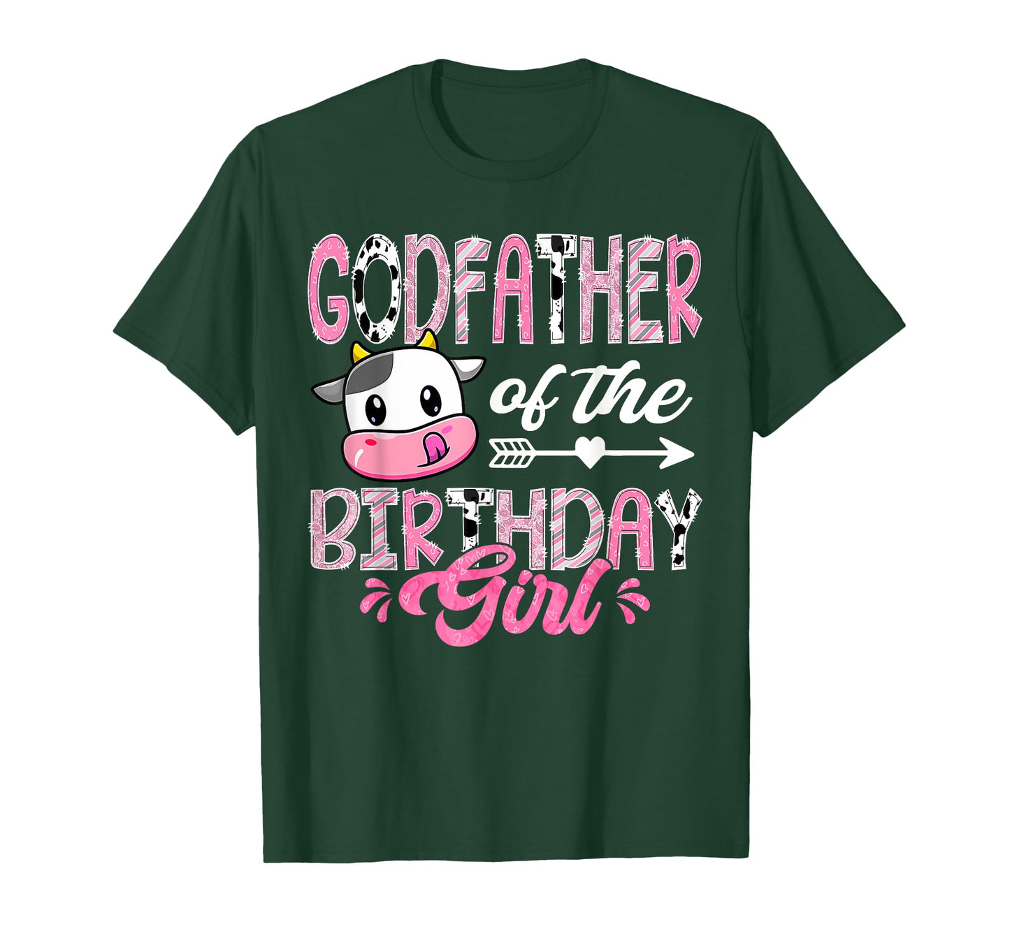 GodFather Of The Birthday Girl Pink Farm Cow 1St Birthday T-Shirt