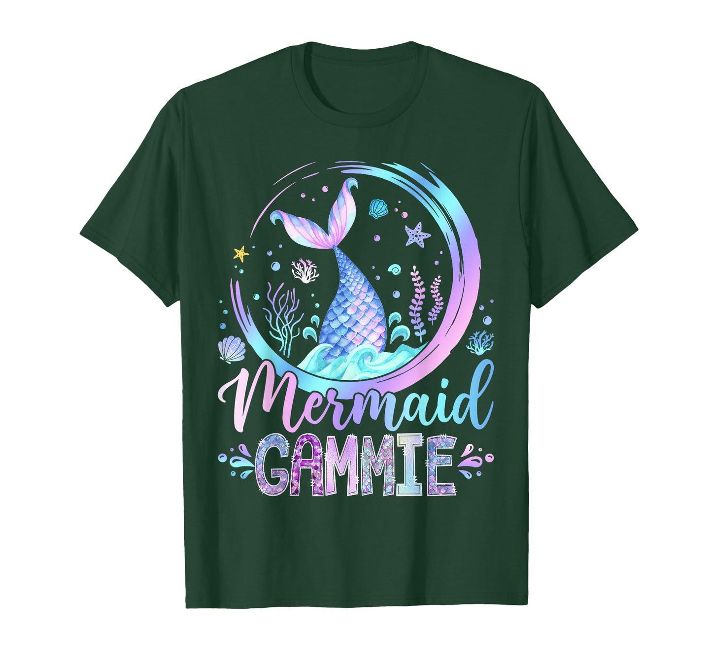 Mermaid Gammie Family Matching Girl Birthday Party T-Shirt