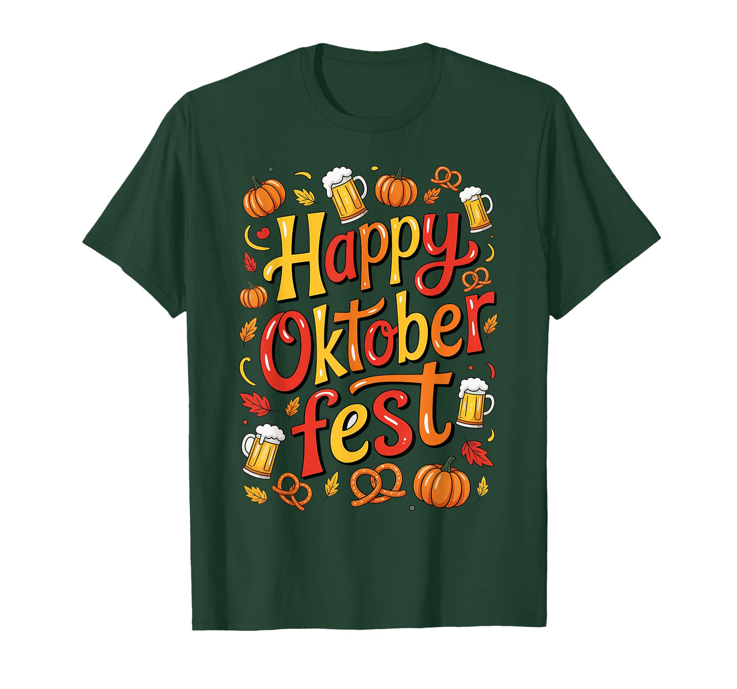 Happy Oktoberfest Beer Pretzel Pumpkin Festive Men Women T-Shirt