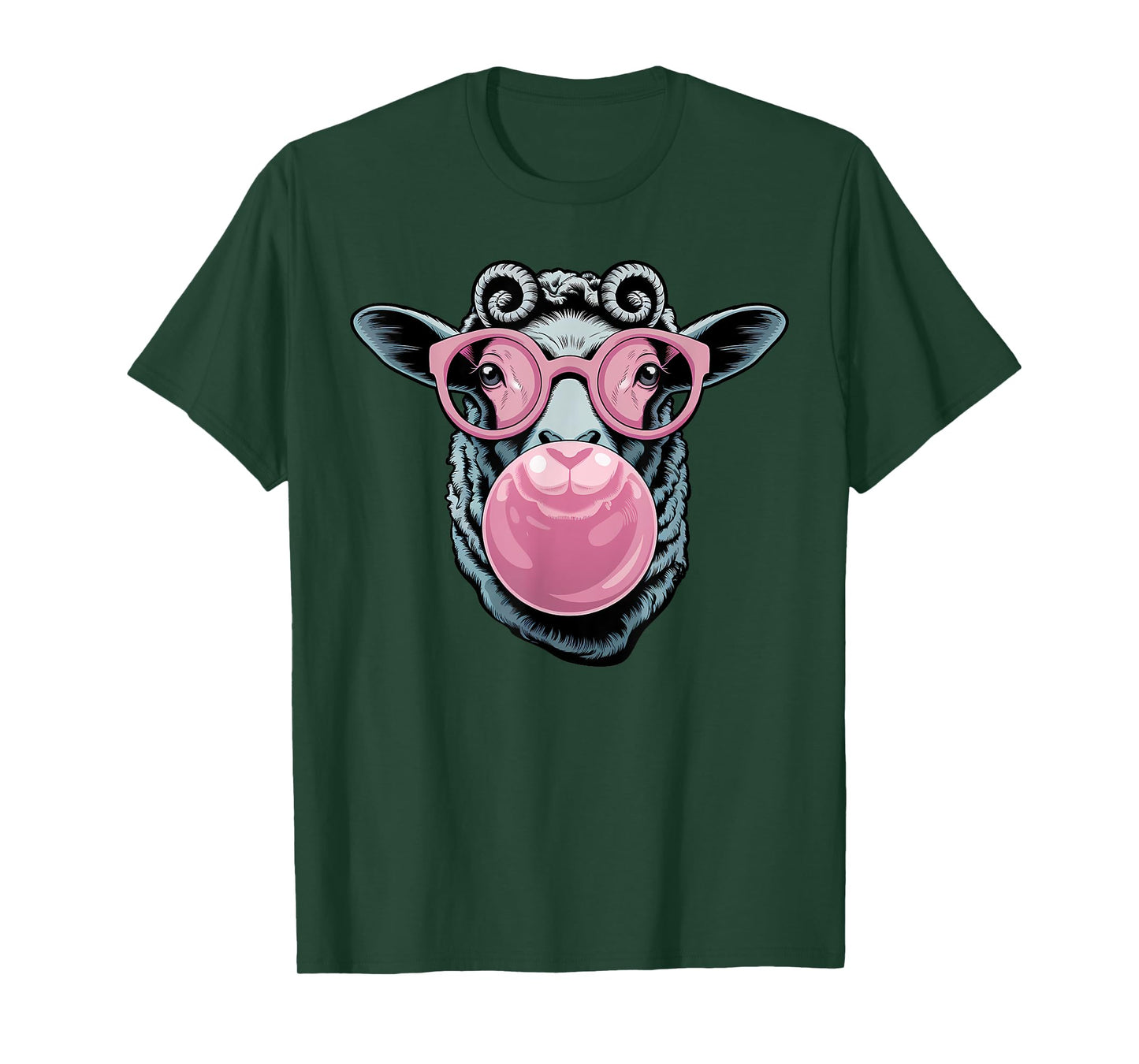 Cool Sheep Face Eating Gum And Makes A Bubble Cute Sheep T-Shirt