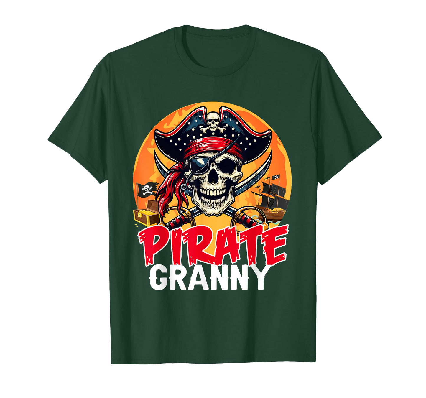 Pirate Granny Halloween Horror Pirate Skull Costume Family T-Shirt