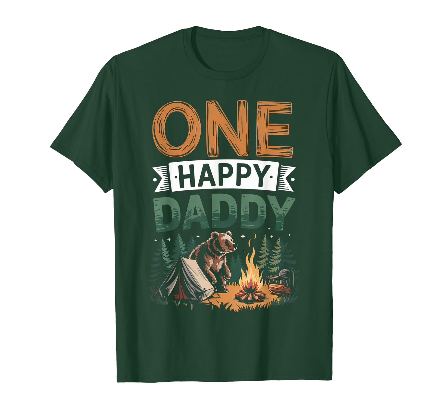 One Happy Daddy Camper First Birthday Camping Bear Father T-Shirt