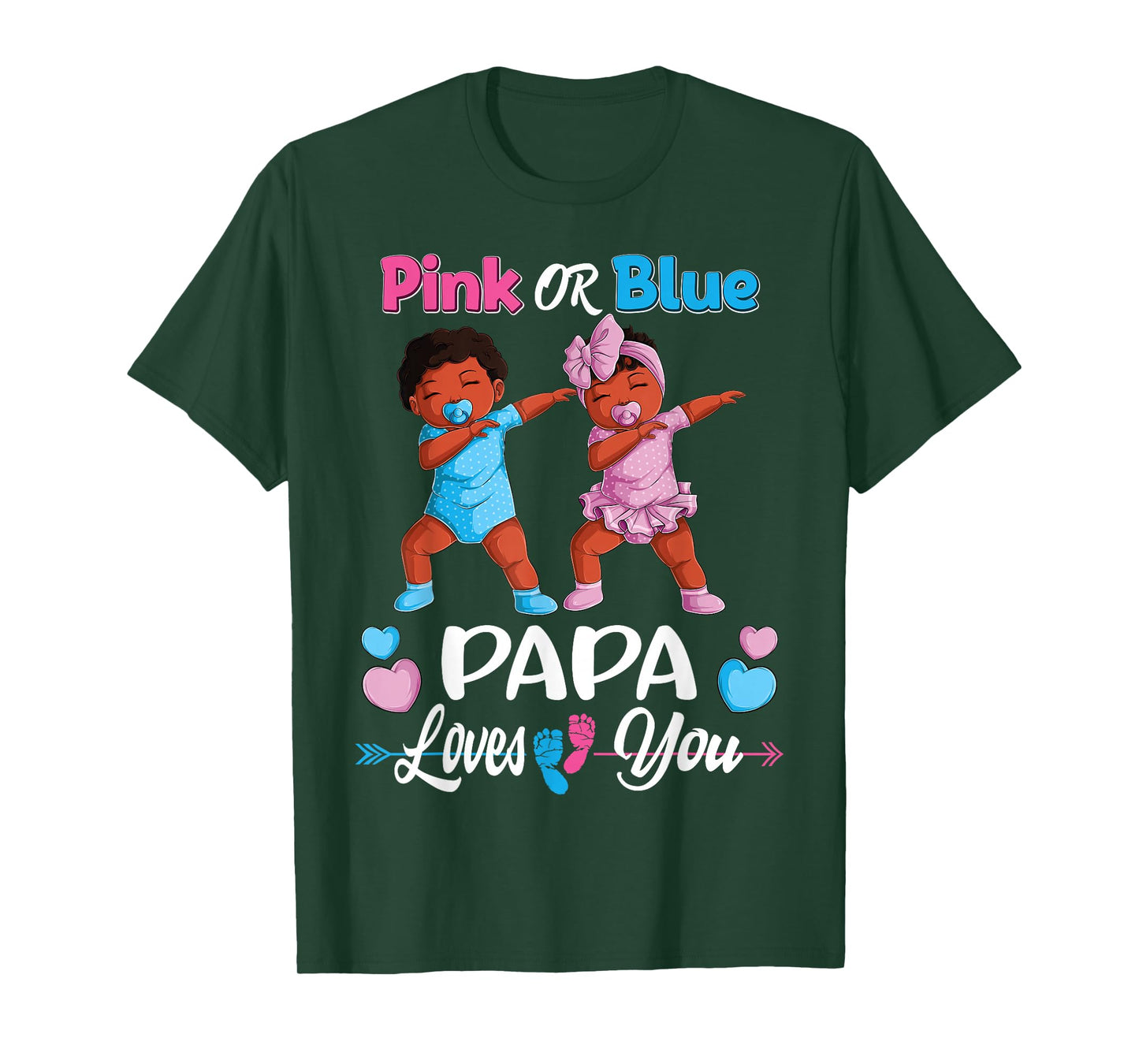 Pink Or Blue Papa Loves You Black Baby Gender Reveal Party T-Shirt
