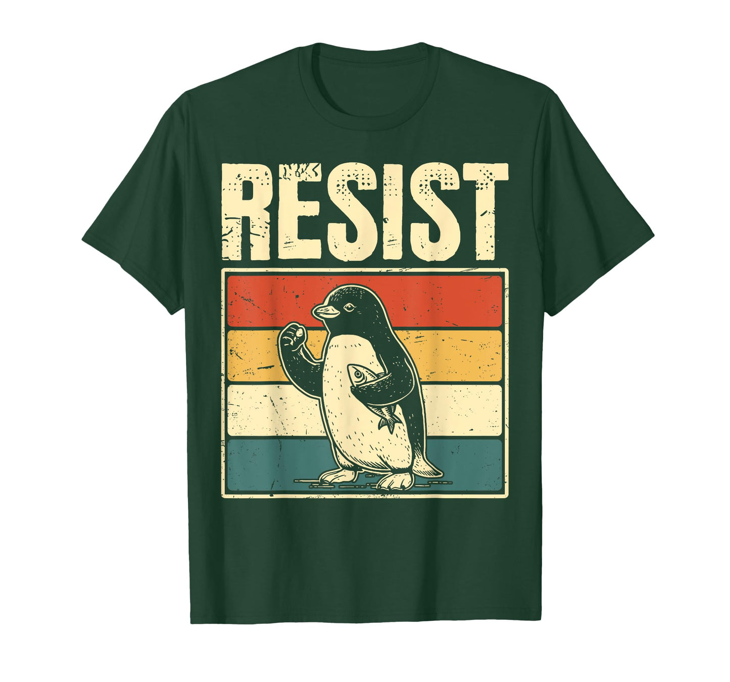 Retro Penguin Resist Penguins Activism Funny Men Women T-Shirt