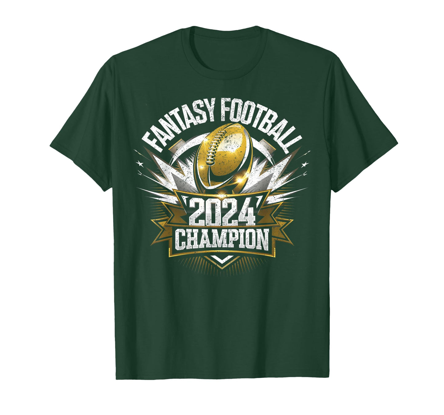 Retro Fantasy League Champ 2024 Winner Tee - Unisex Adults Fantasy Football Champion T-Shirt - Black, Small