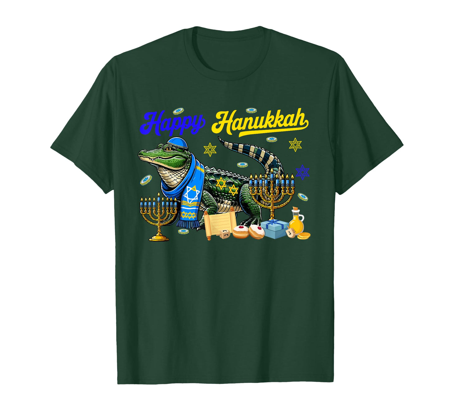 Happy Hanukkah Alligator Costume Jewish Menorah Dreidel T-Shirt