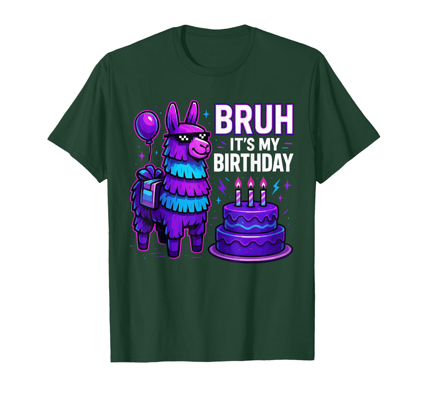 Bruh Its My Birthday Llama Pinata Family Bday Party Kids T-Shirt