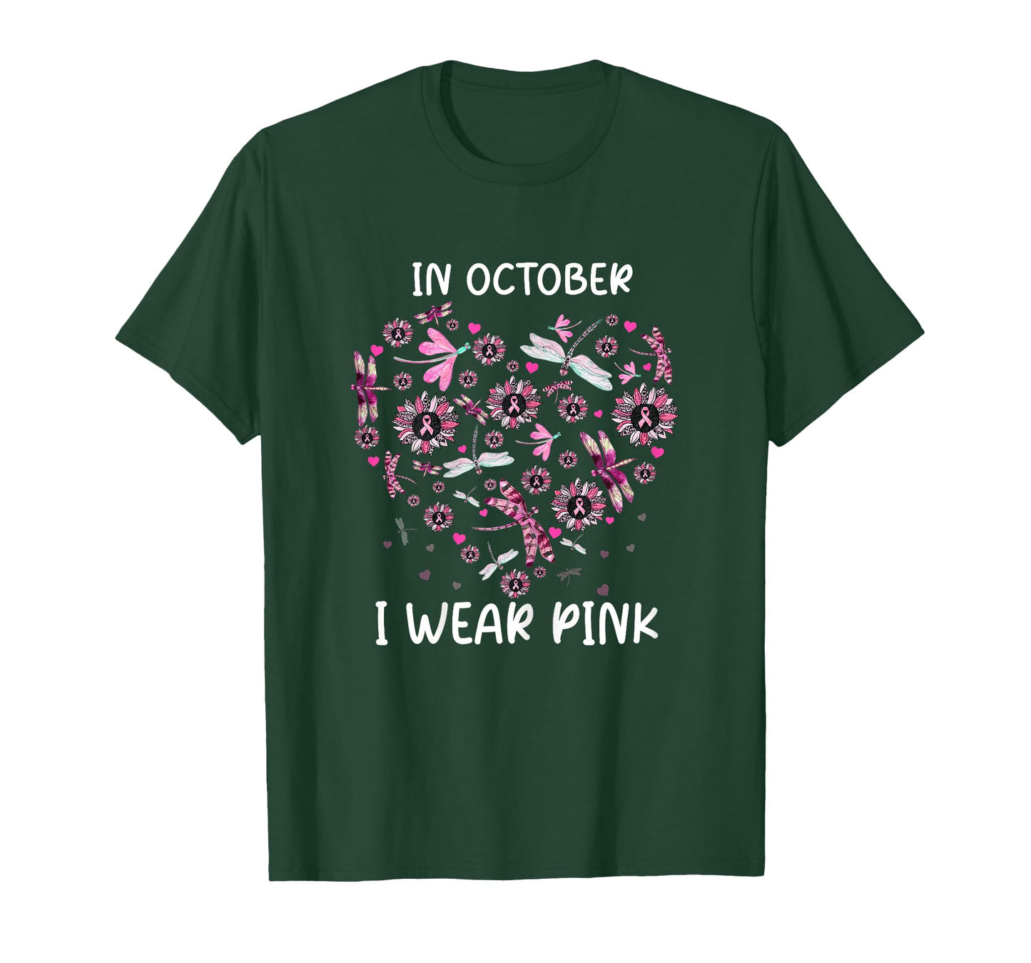 Sunflower Dragonfly Pink Breast Cancer Awareness Women T-Shirt