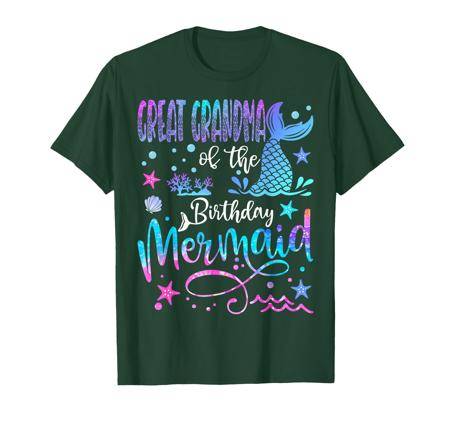 Great Grandma of The Birthday Mermaid Matching Birthday Girl T-Shirt