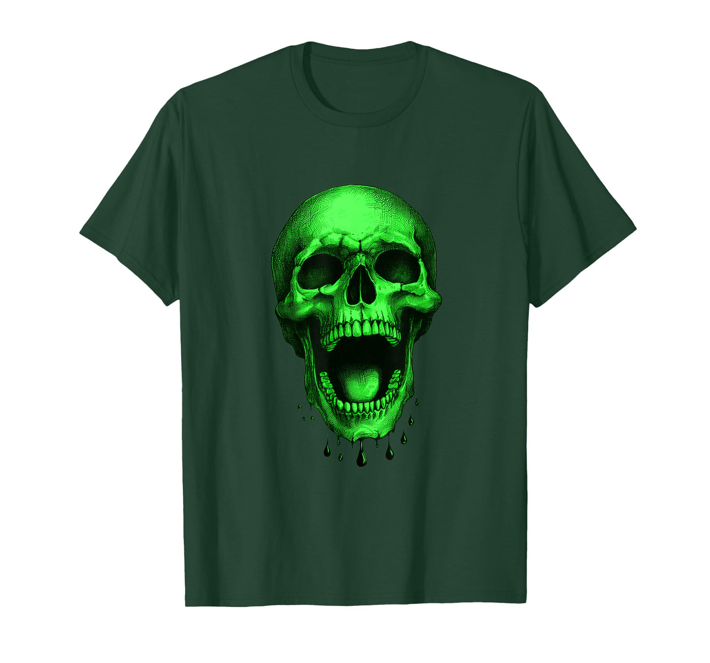 Neon Green Halloween Skull – Freaky! T-Shirt