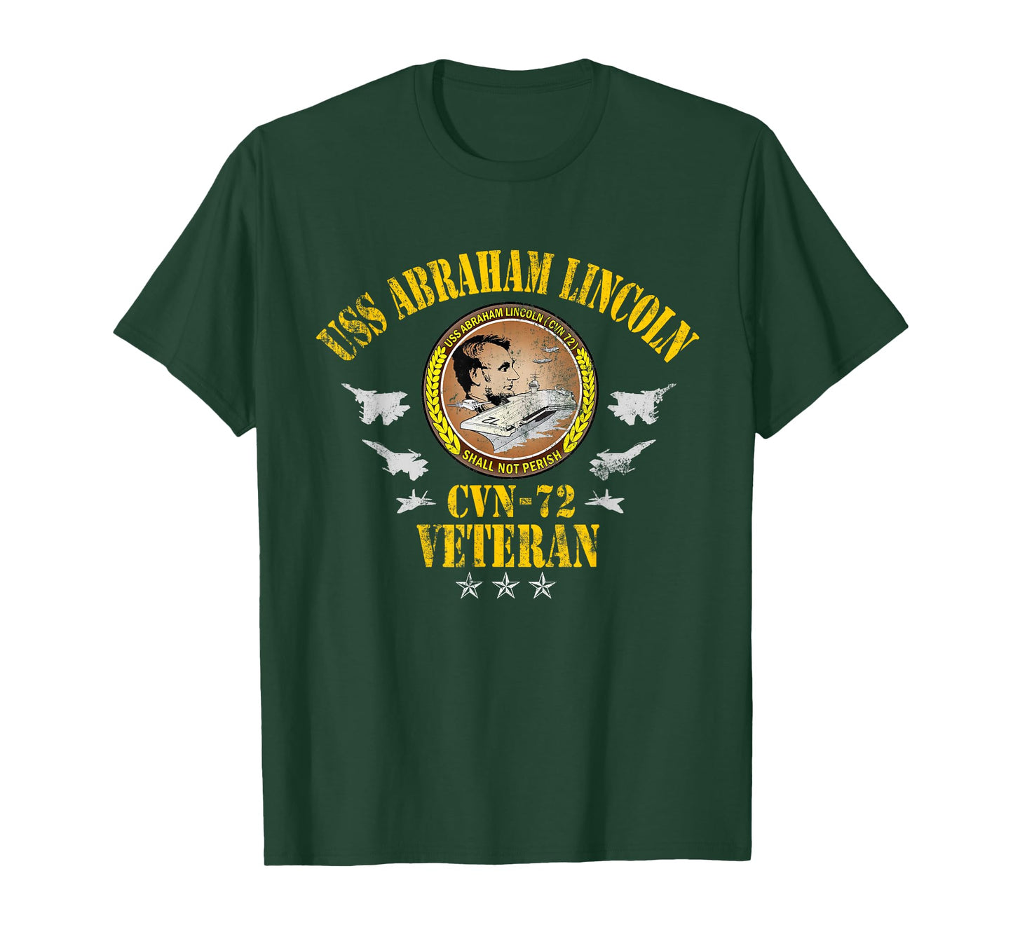 USS Abraham Lincoln CVN-72 Veteran Patriotic Memorial Flag T-Shirt