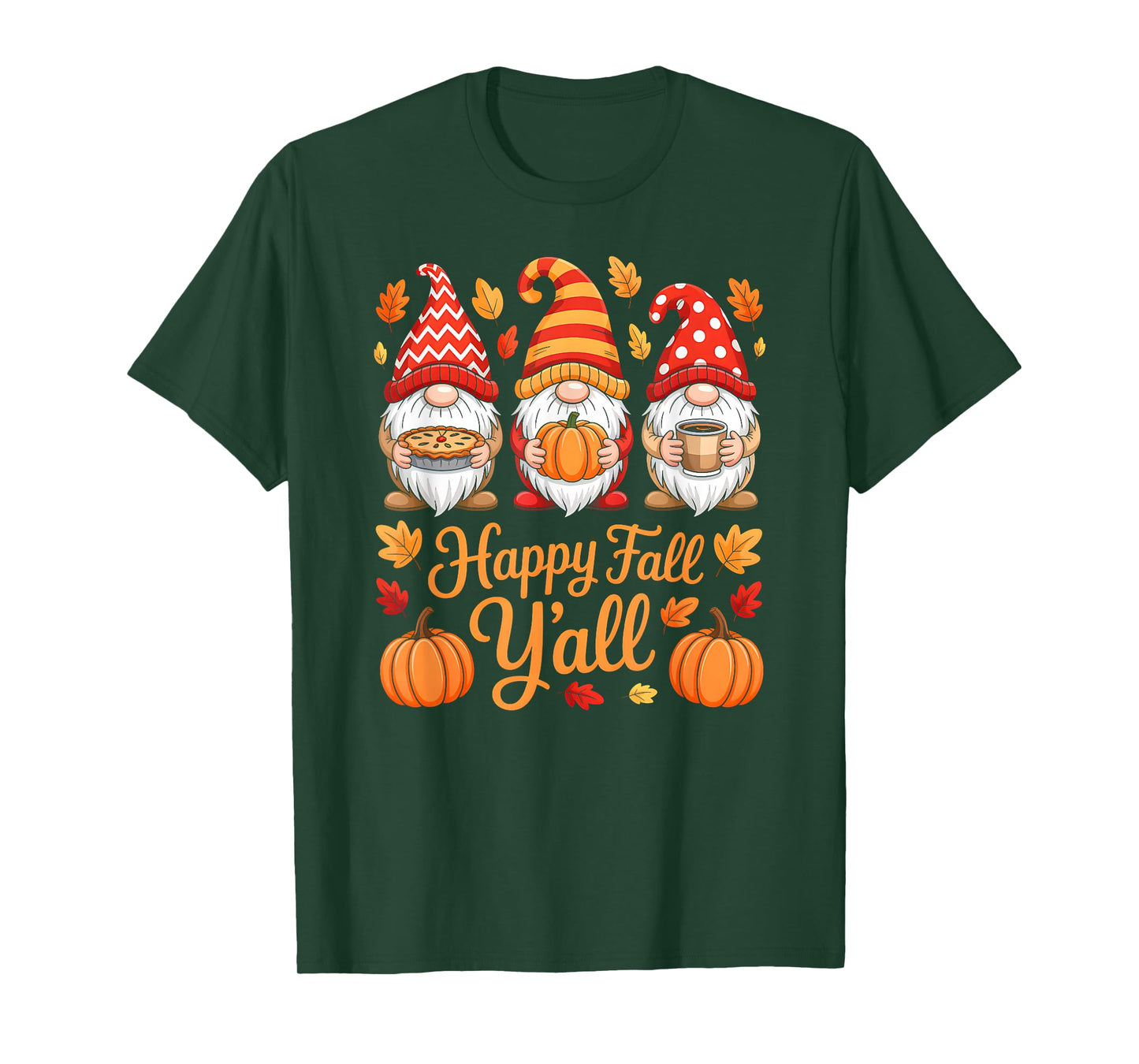 Happy Fall Y'all Gnome Pumpkin Autumn Thanksgiving Gnomes T-Shirt