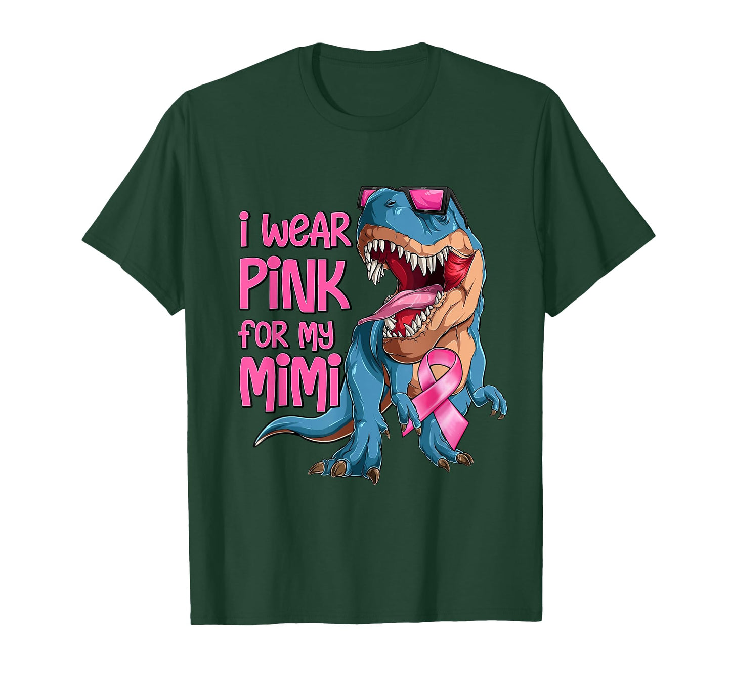 I Wear Pink For My Mimi Breast Cancer Awareness Dinosaur T-Shirt