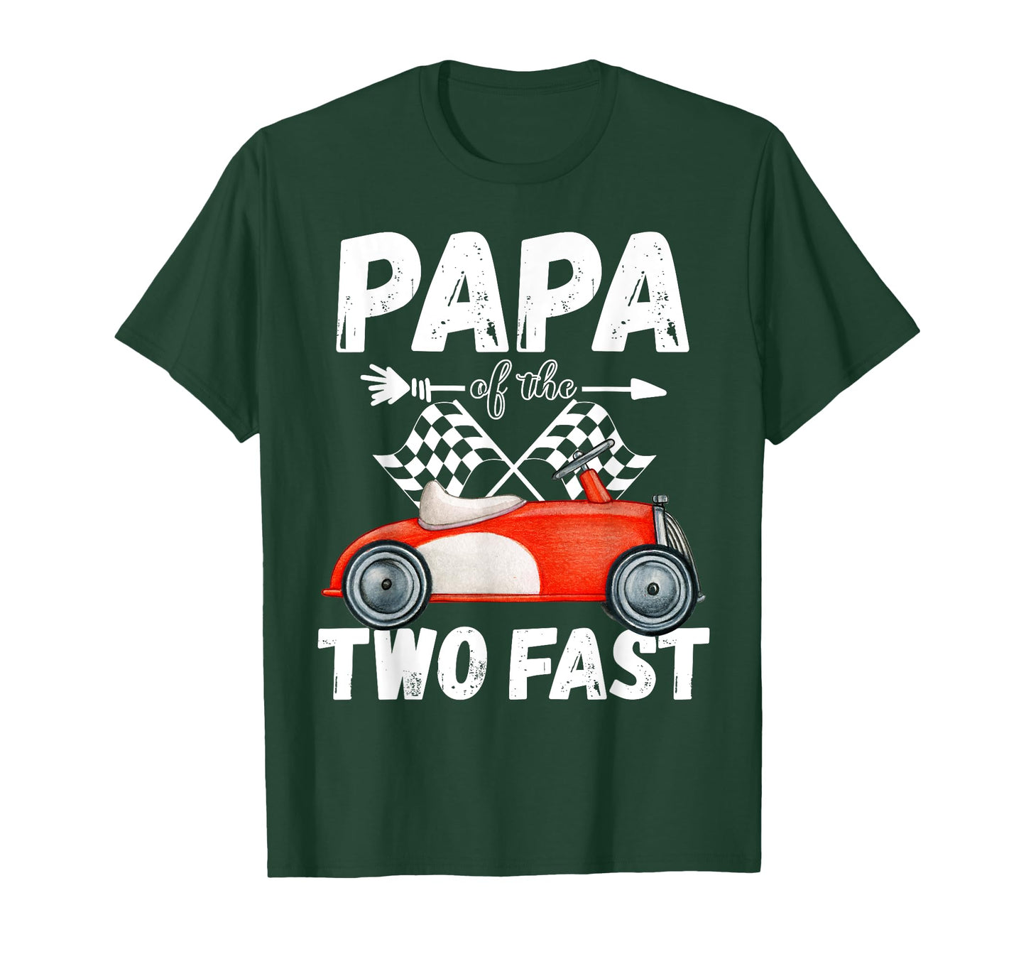Papa Of The Two Fast 2 Curious Birthday 2nd Little Racer T-Shirt