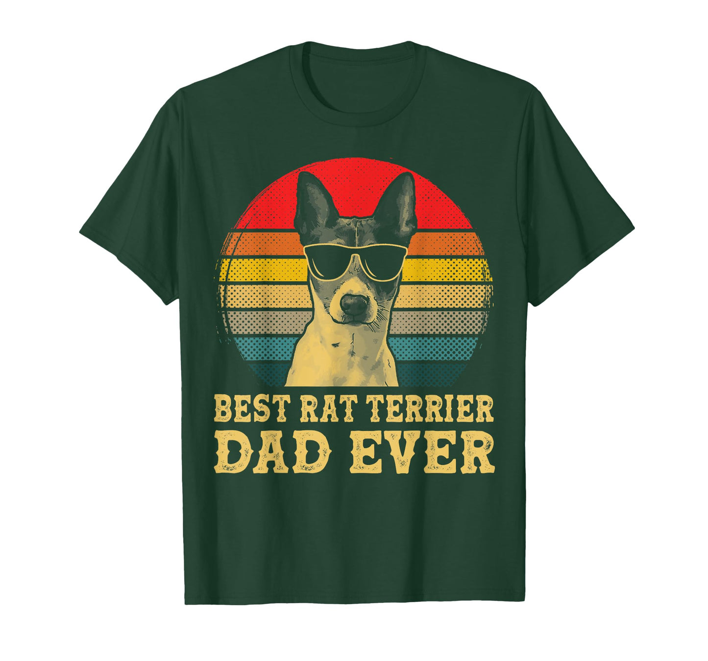 Best Rat Terrier Dad Ever Dog Lovers Retro Vintage T-Shirt