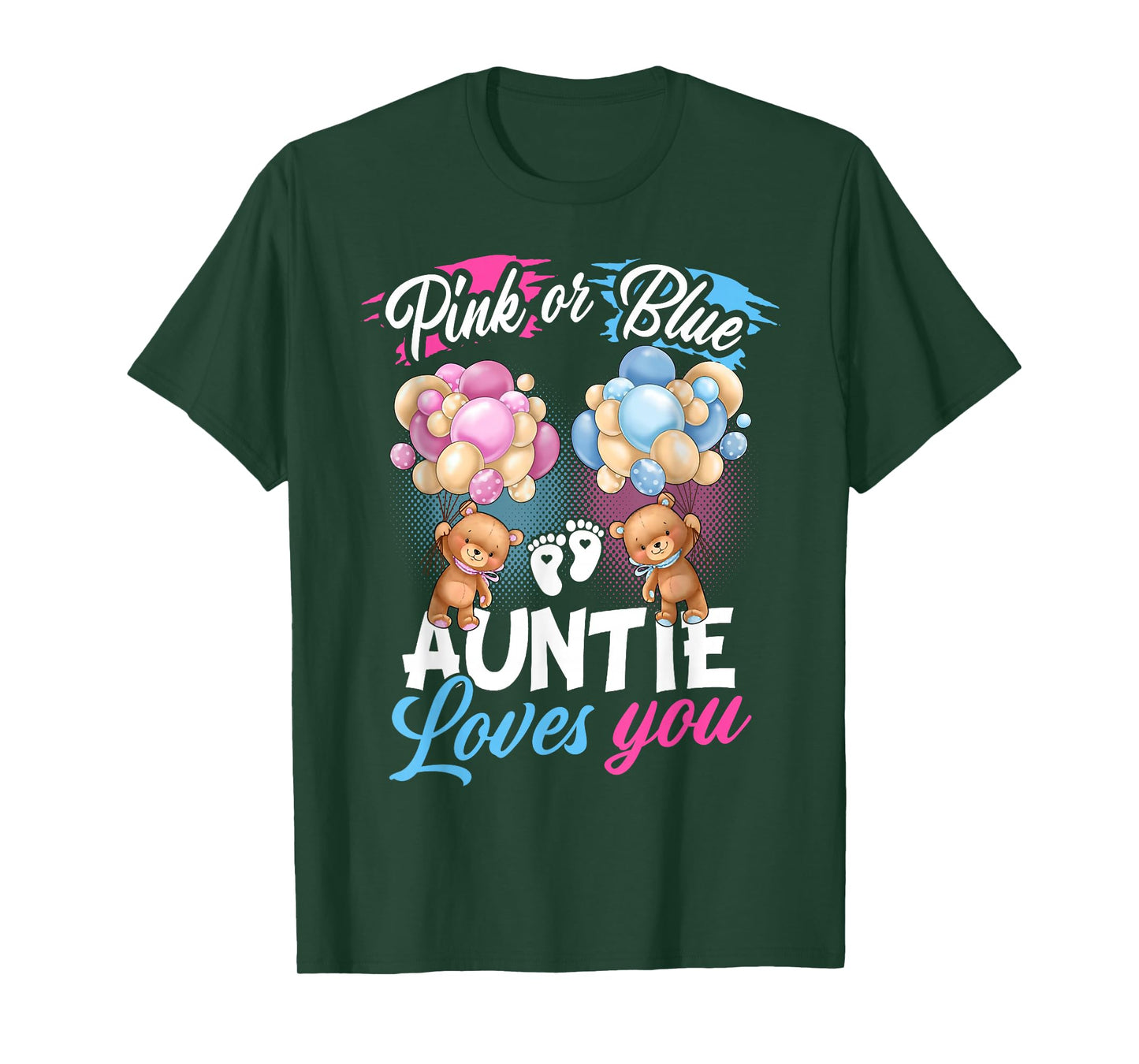 Bears Pink Or Blue Auntie Loves You Gender Reveal T-Shirt