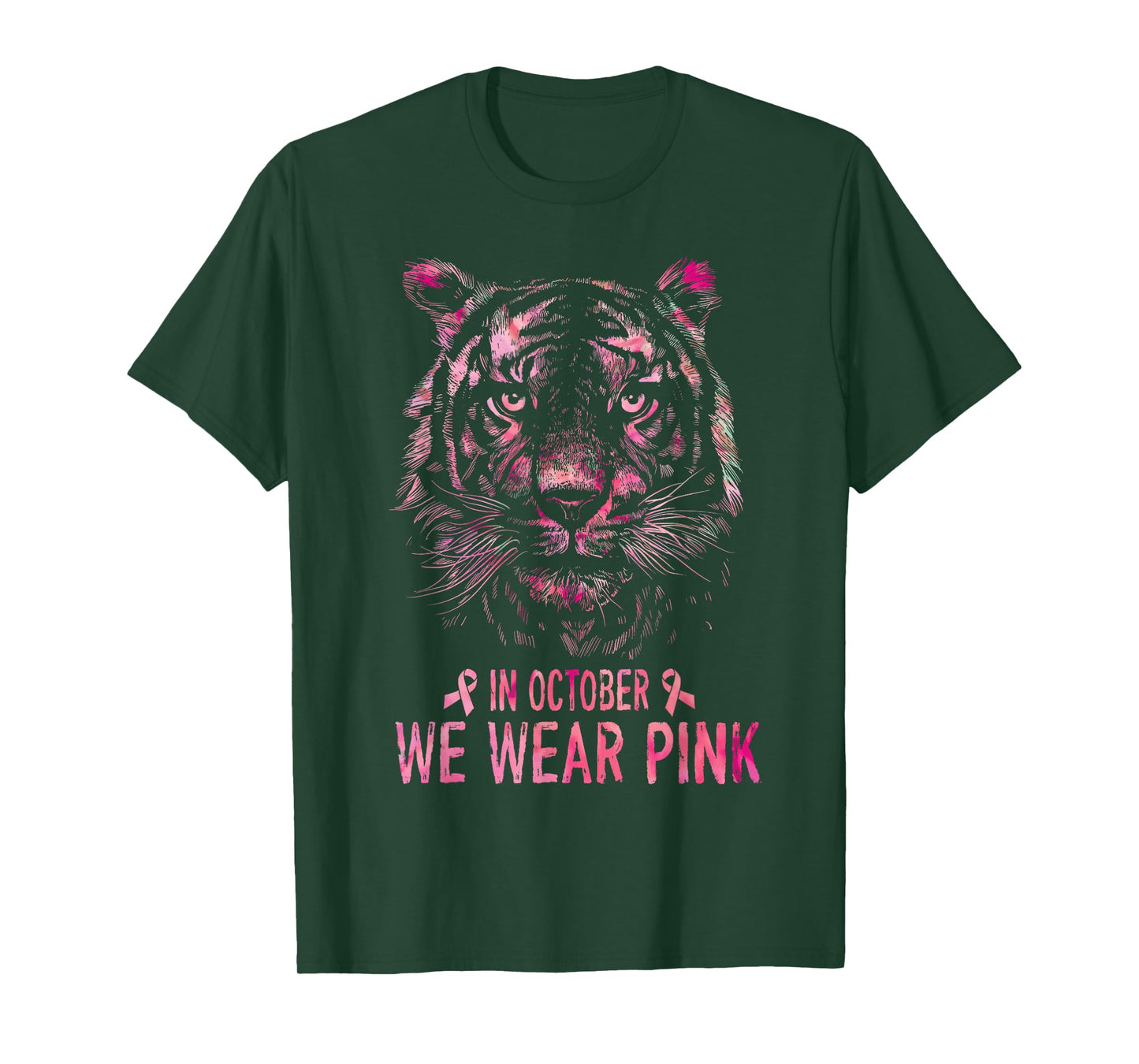 Tiger In October We Wear Pink Breast Cancer Awareness 2022 T-Shirt
