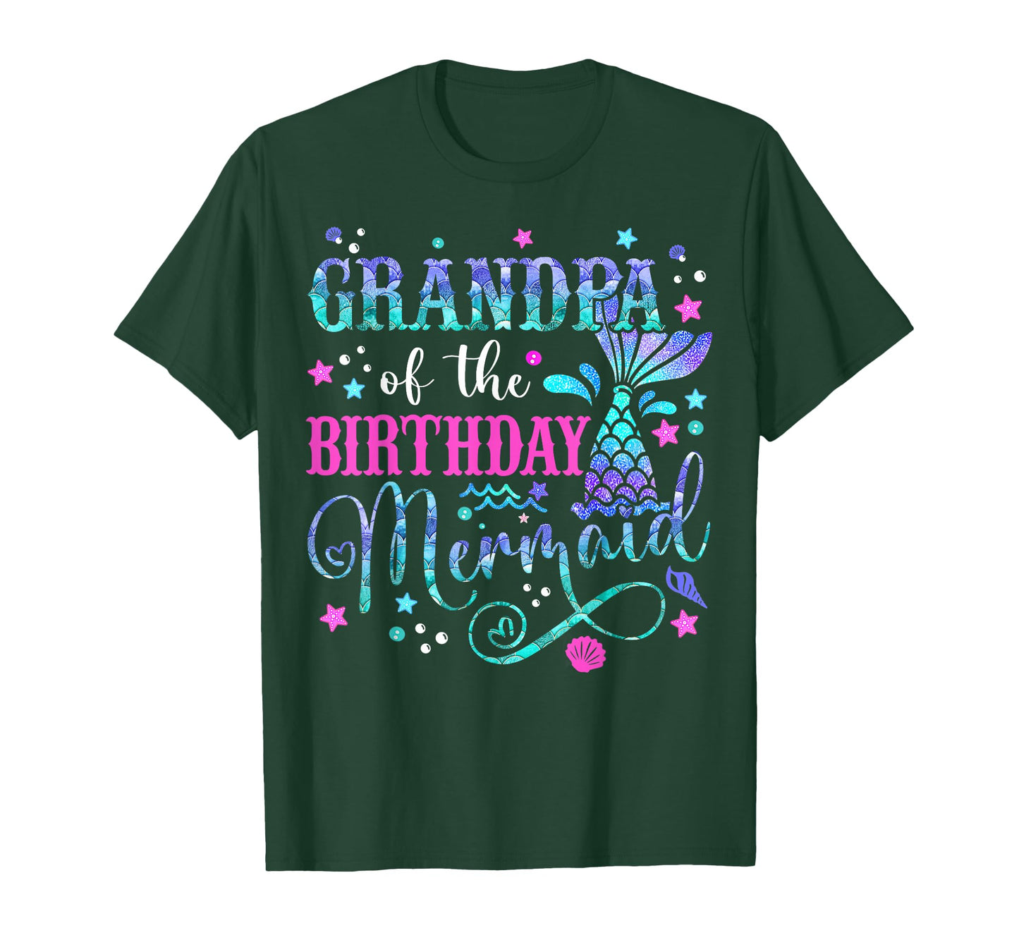 Grandpa Of The Birthday Mermaid Girl Bday Party Squad Family T-Shirt