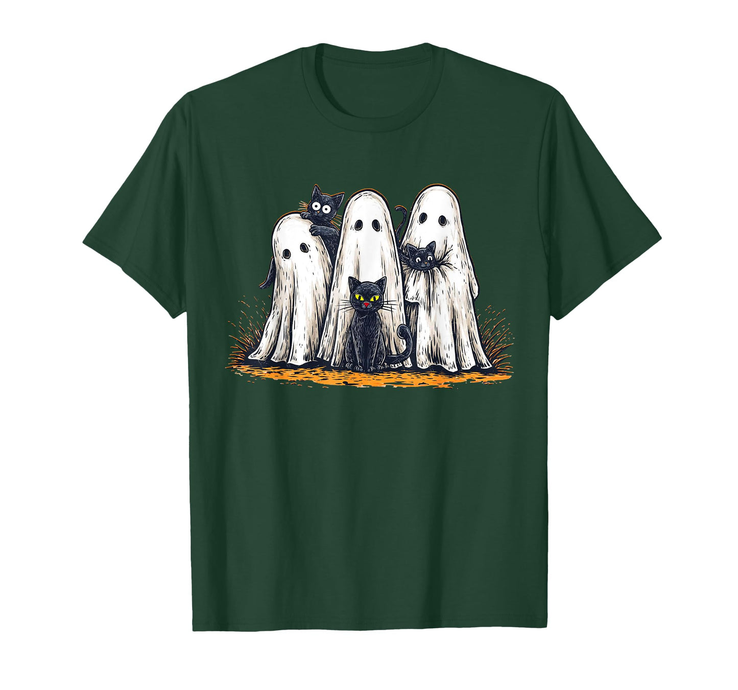 Funny Ghosts Holding Black Cats Halloween Ghost Cat Lovers T-Shirt