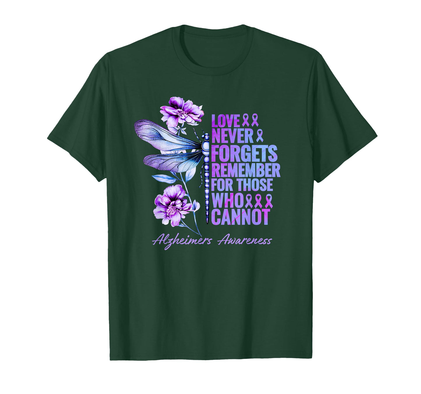 Alzheimer Awareness Support for Men Women Purple Butterfly T-Shirt