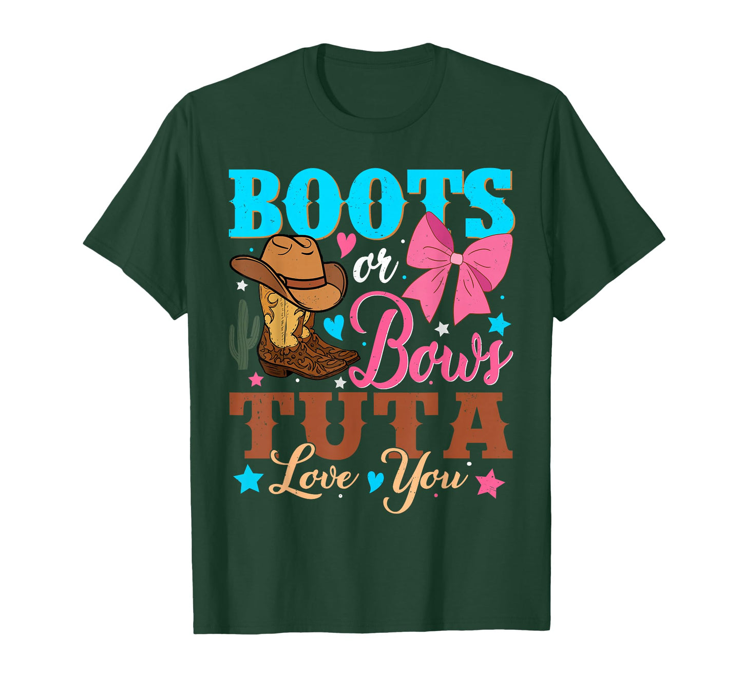 Boots or Bows Tuta Loves You Gender Reveal Party T-Shirt