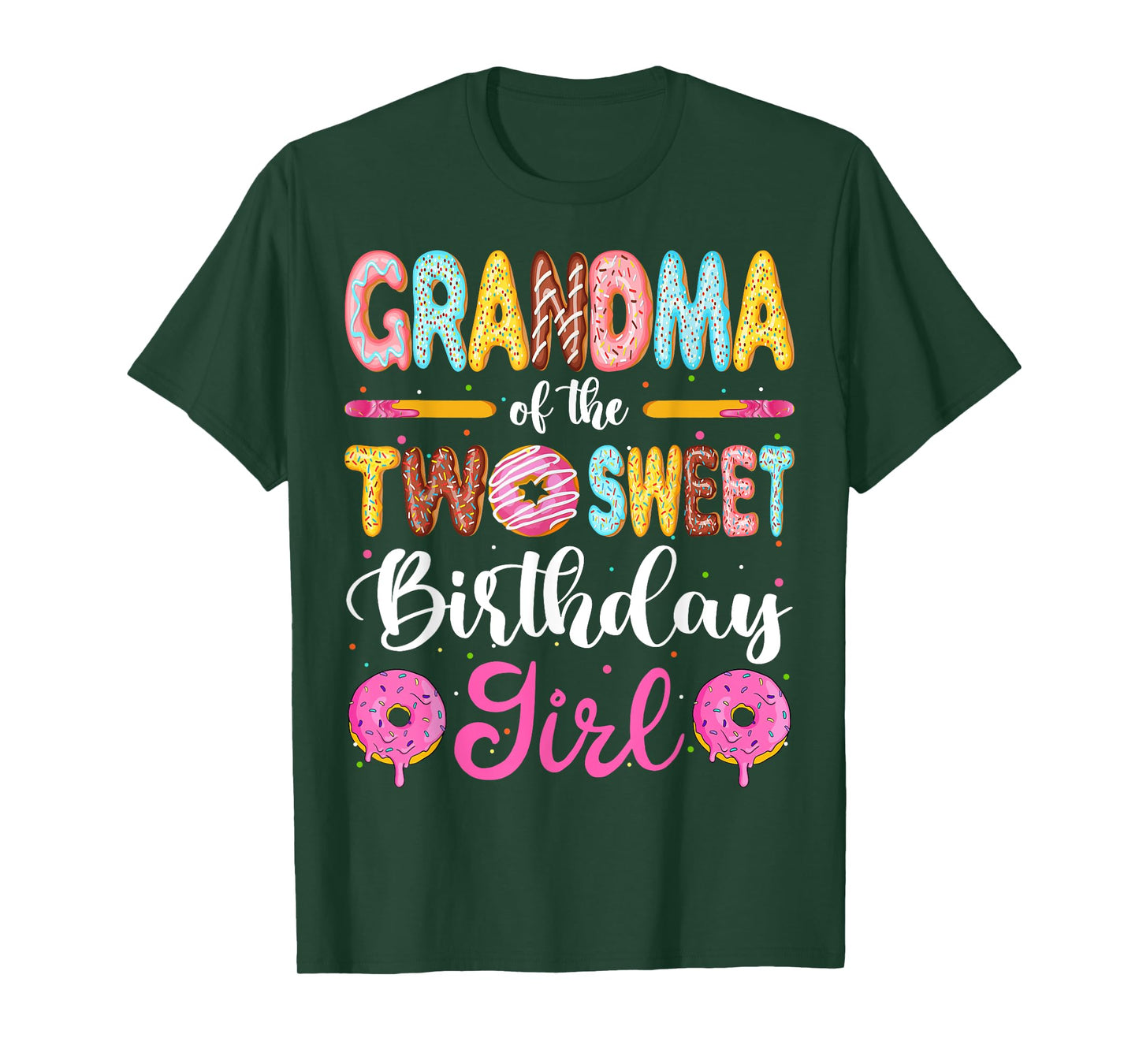 Grandma Of The Two Sweet Birthday Girl Donut 2nd Birthday T-Shirt